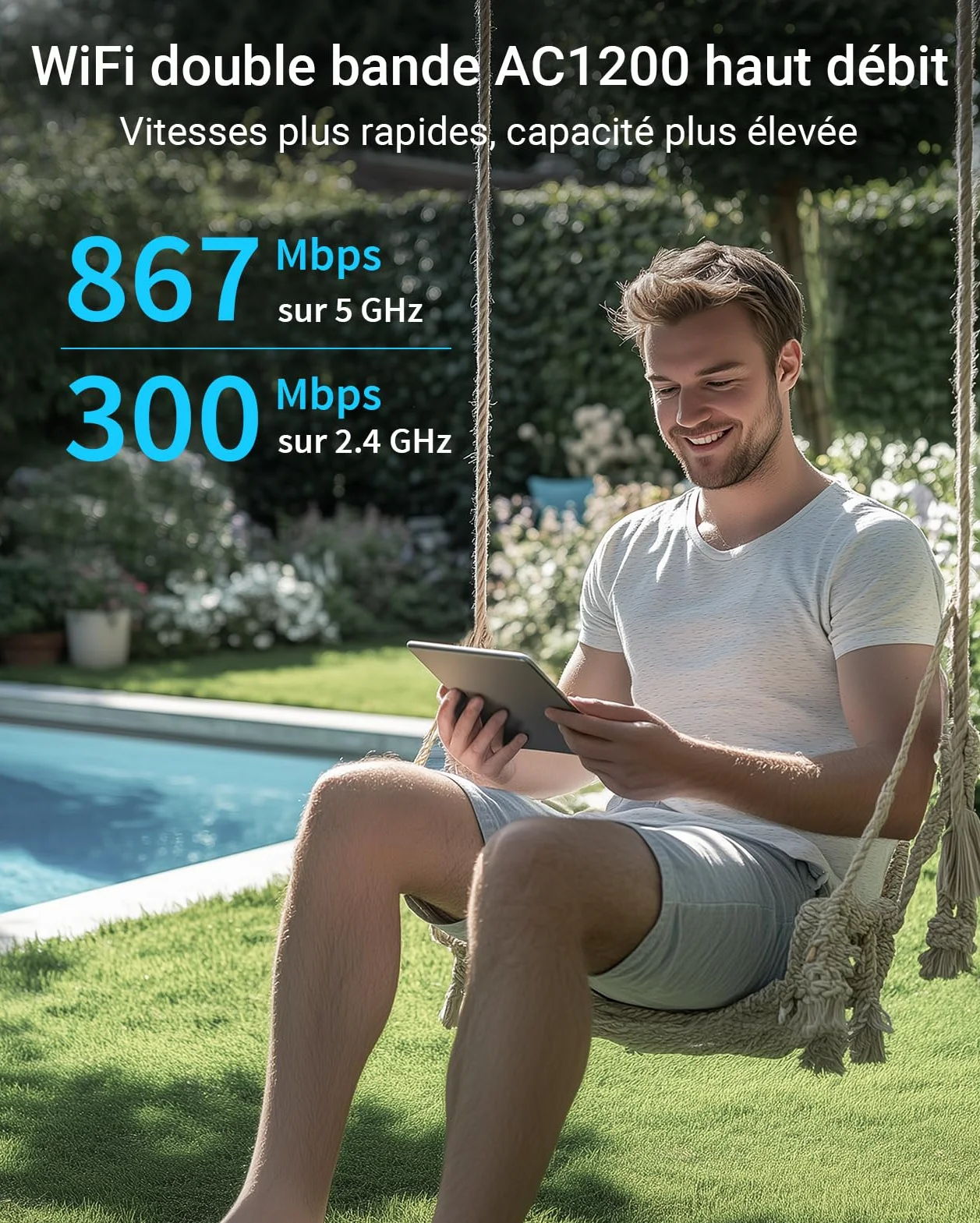 BrosTrend AC1200 Point d'accès WiFi Extérieur PoE Gigabit, IP65, Double Bande 5GHz 2.4GHz, 2 Antennes 5dBi
