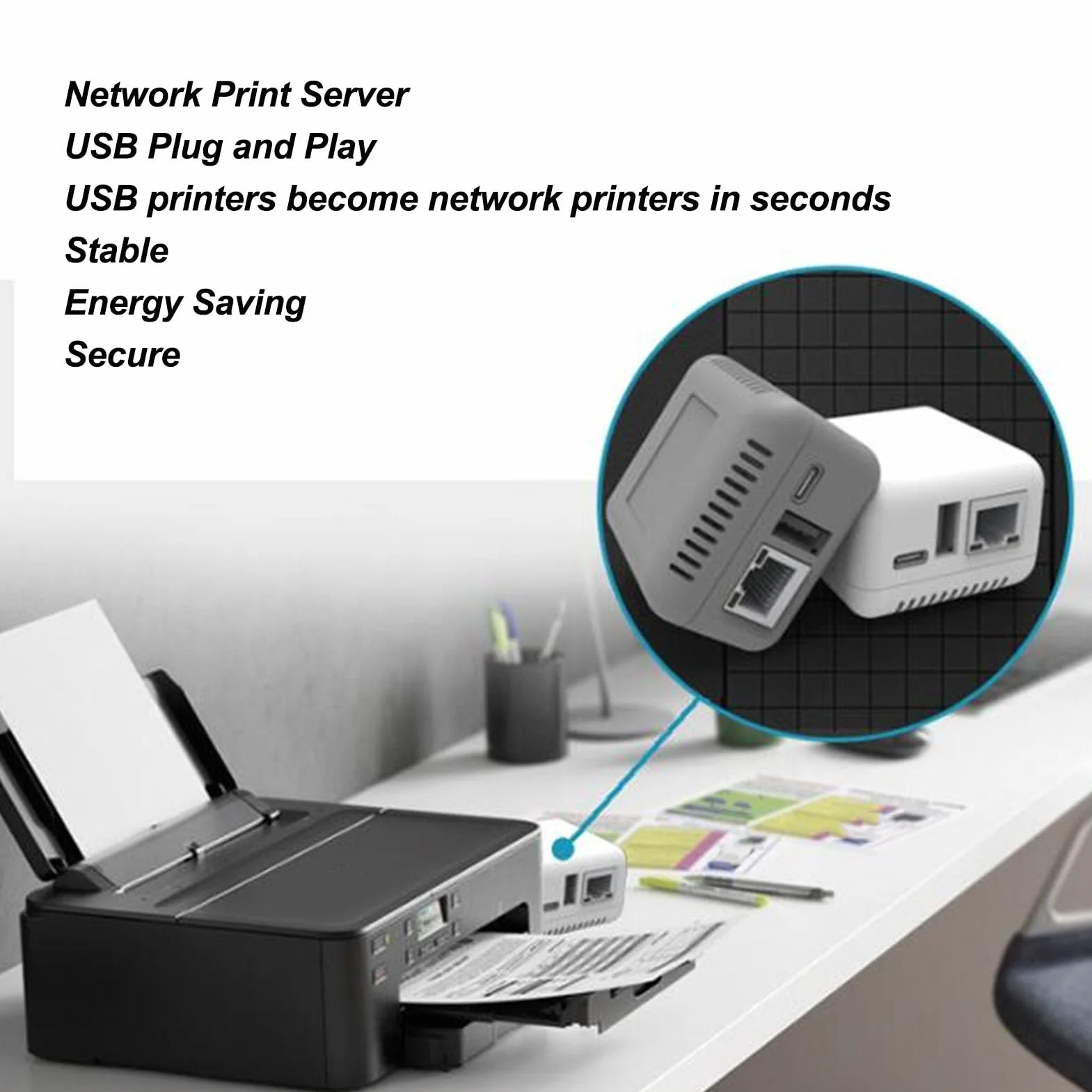 Serveur d'impression Réseau USB 2.0 LAN 5 V Adaptateur pour XP Prise UE