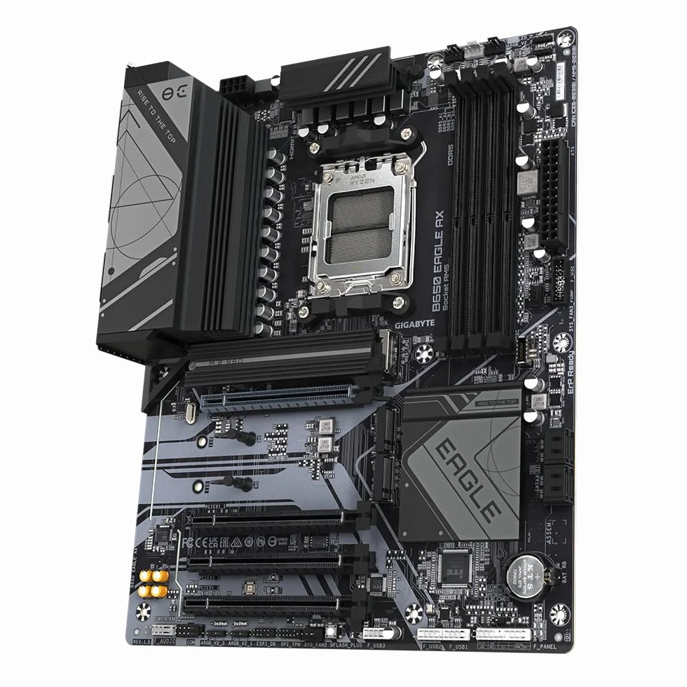 GIGABYTE B650 Eagle AX Carte mère AMD Ryzen série 9000 VRM 12+2+2 Phases DDR5 7600 MHz PCIe 5.0 M.2 WiFi 6E