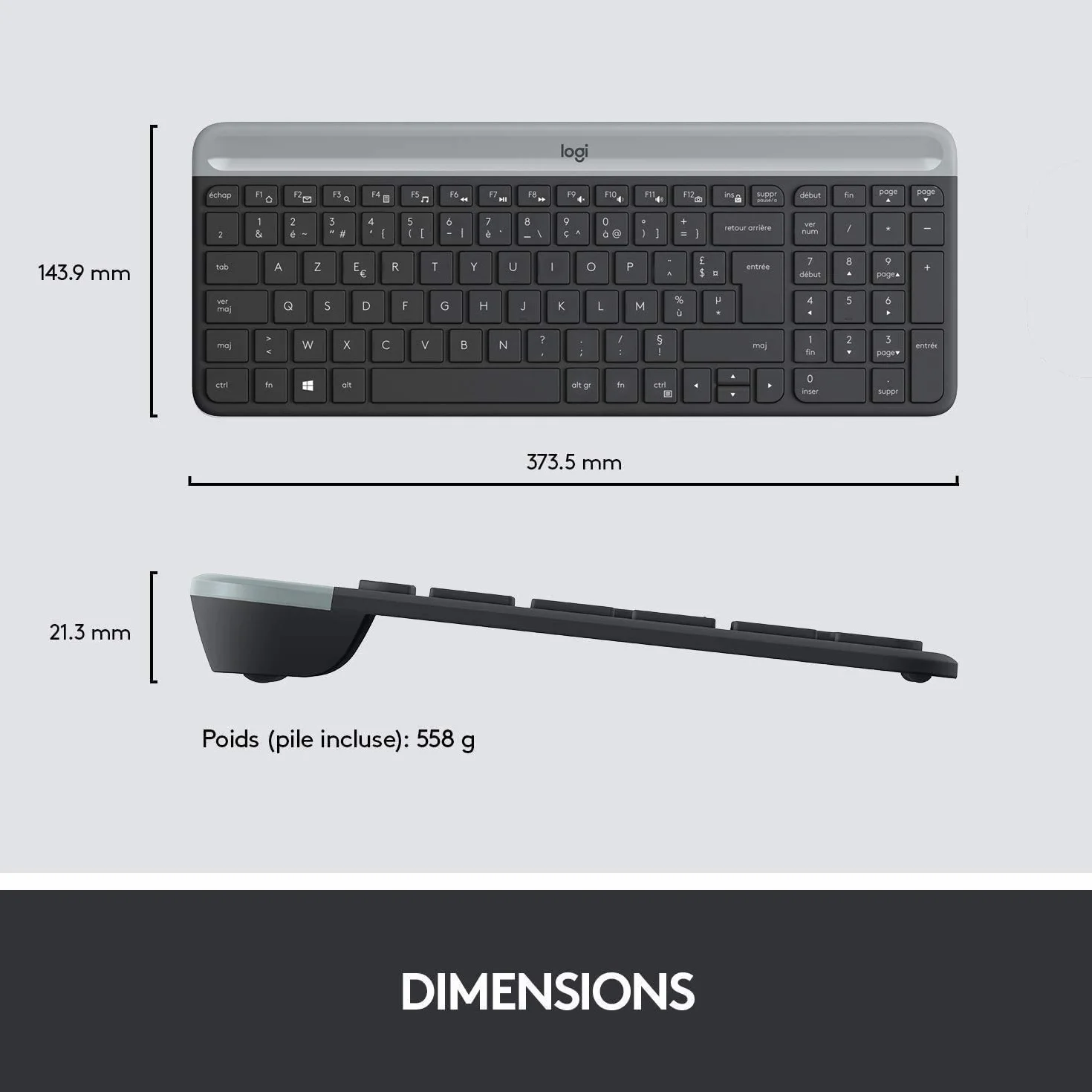 Logitech MK470 Combo Clavier et Souris sans Fil AZERTY Français Noir