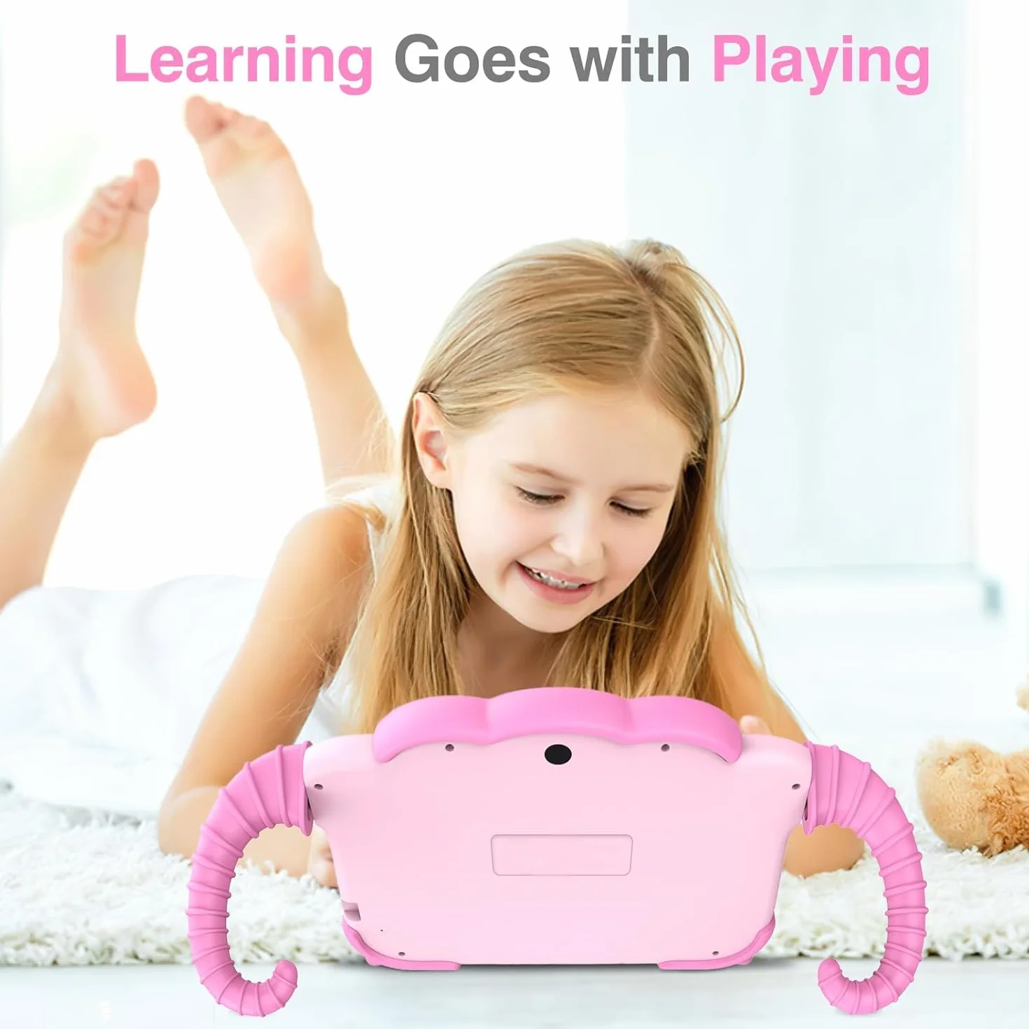 Tablette Enfant 7 Pouces Android WiFi Bluetooth Contrôle Parental Quad Core 32Go ROM Rose