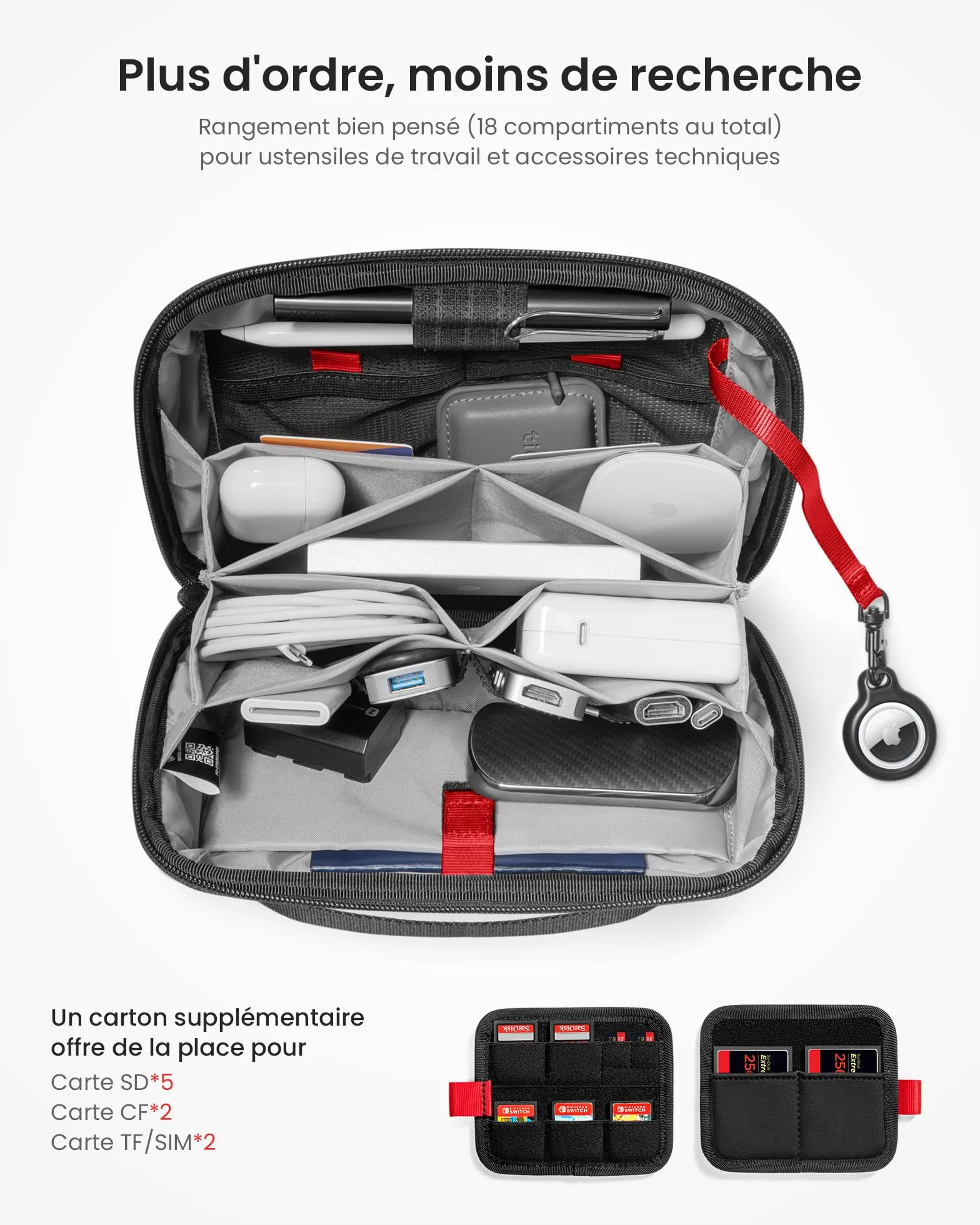 Tomtoc Tech Organizer Bag pour Accessoires Électroniques Adaptateur MacBook