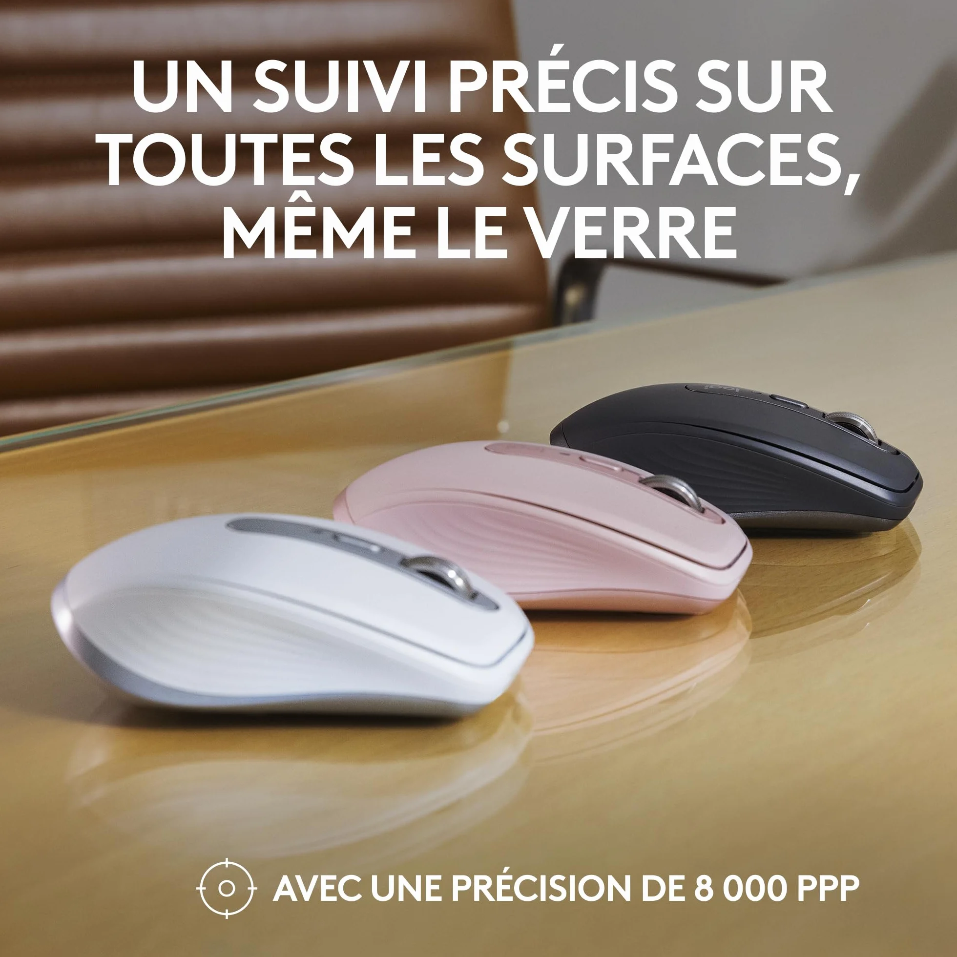 Logitech MX Anywhere 3S Souris Sans Fil Silencieuse, 8K DPI, USB-C, Bluetooth, Graphite