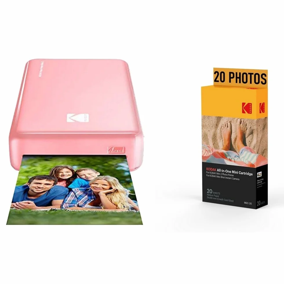 Kodak Pack Imprimante Photo PM220 et Cartouche MSC20 - Photos 5.4 x 8.6 cm, WiFi, Rose