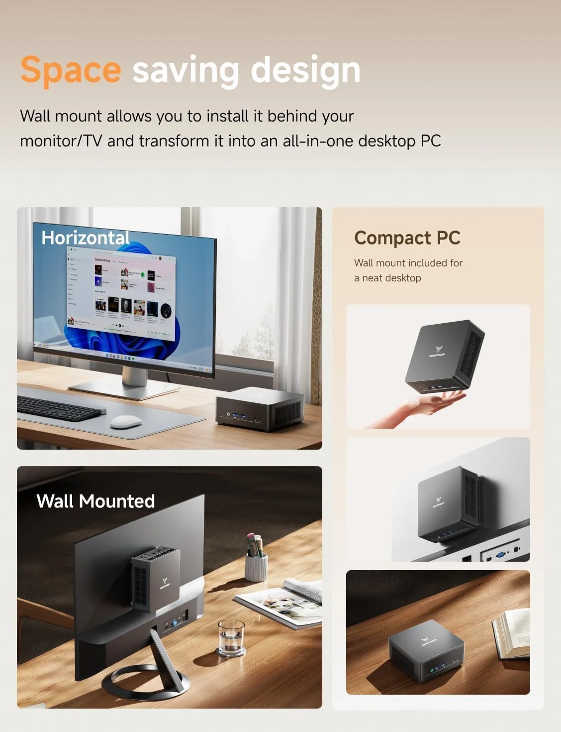 MINIS FORUM UM760 Slim Mini PC AMD Ryzen 5 7640HS 16 Go DDR5 SSD 1 To PCIe 4.0 Wi-Fi 6E Bluetooth 5.2