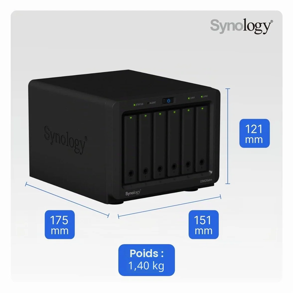 Synology DiskStation DS620SLIM NAS Serveur de Stockage Bureau Ethernet LAN Noir J3355