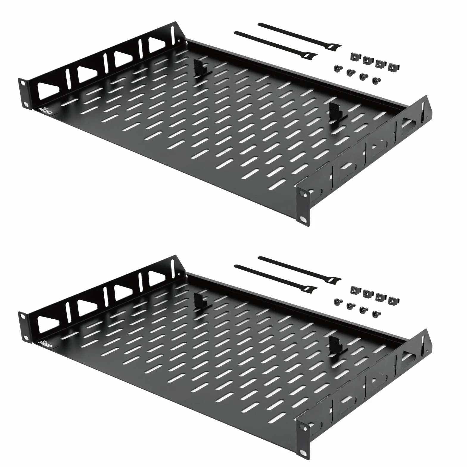 Tecmojo 19 Pouces 1U Étagère à Encastrer Ventilée, Profondeur 304,8mm, Capacité 25kg, Lot de 2, Noir