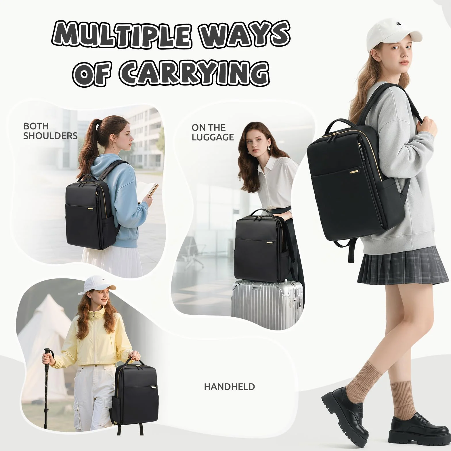 Sac à Dos Ordinateur Portable 16 Pouces Imperméable Noir