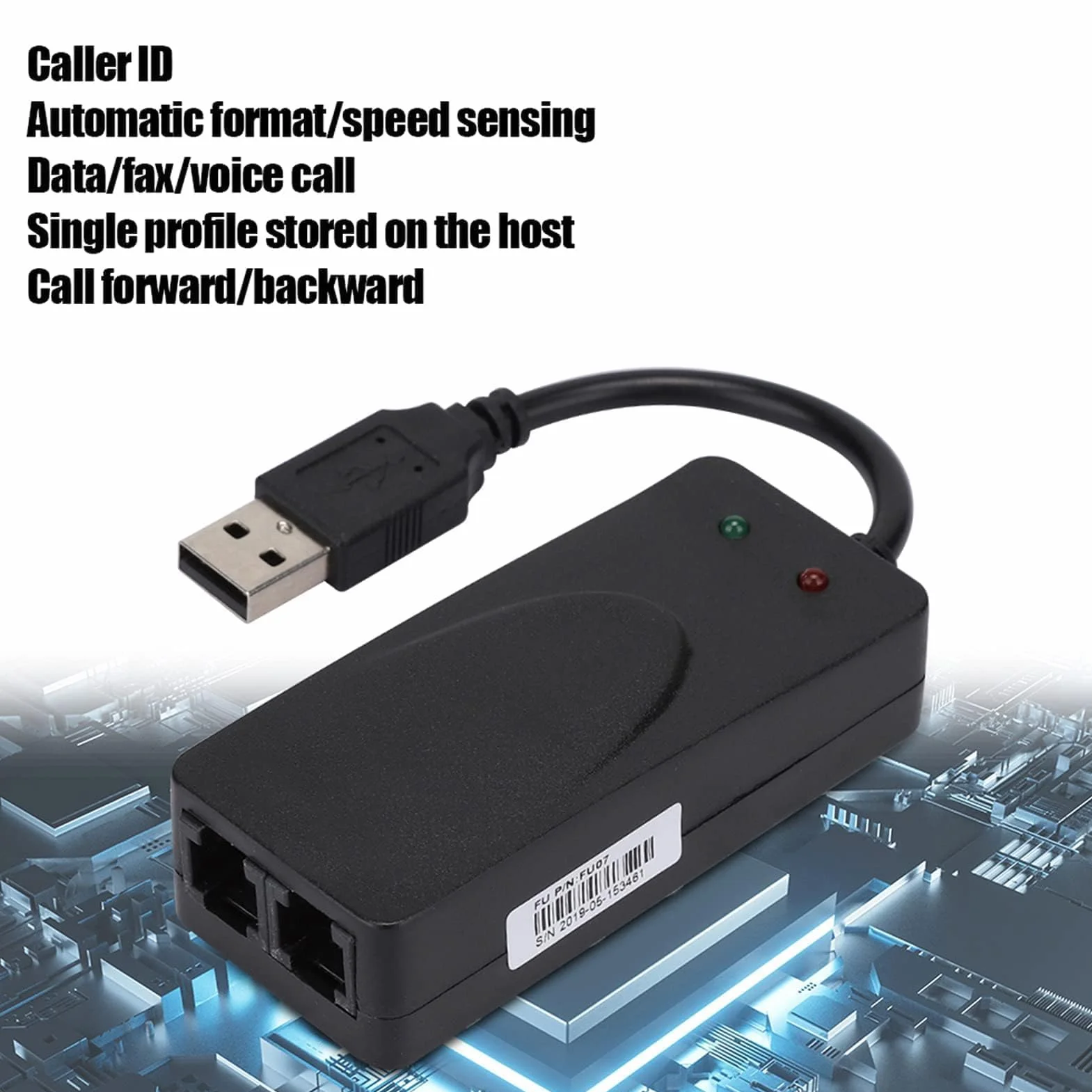 Modem Externe USB 56k Deux Ports Compatible Win 7/8/10/XP
