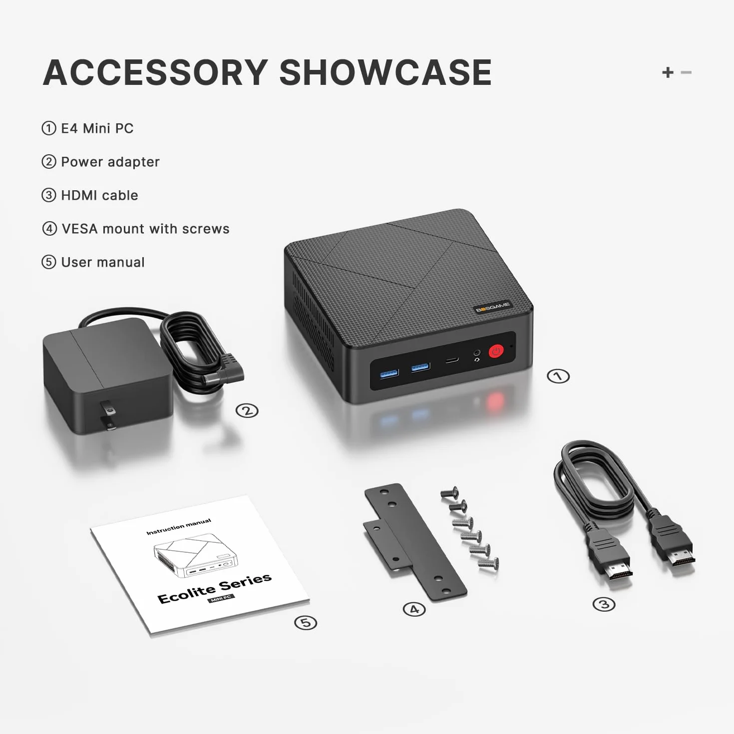 BOSGAME Mini PC E4, Windows 11 Pro, Ryzen 5 3550H, 16 Go DDR4, 512 Go SSD, Triple Affichage 4K, Double Ethernet