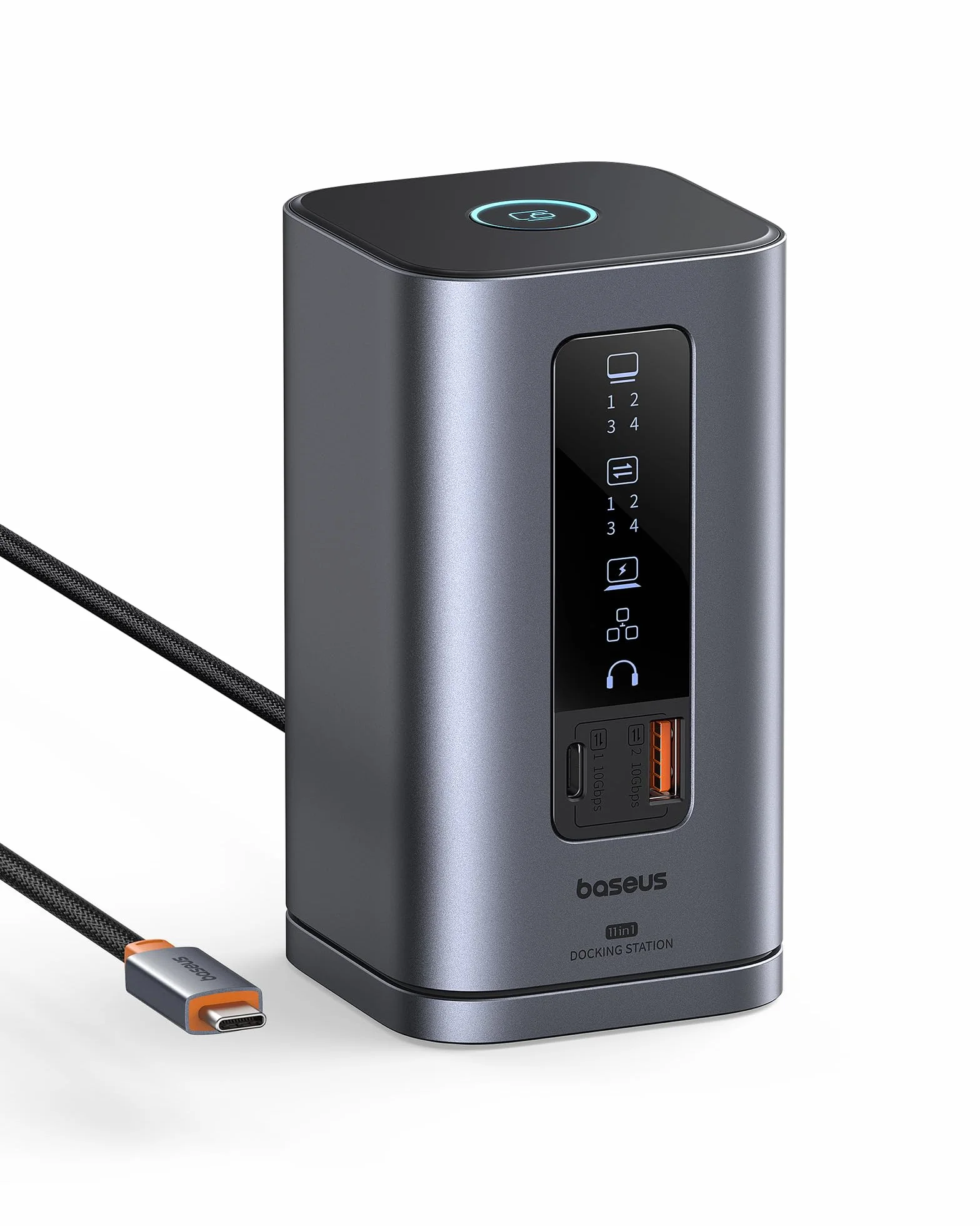 Baseus Spacemate 11 en 1 Docking Station 3 Moniteurs pour Windows, avec Écran Intelligent, 4K HDMI/DP, 10Gbps USB-C/A, 100W PD, Ethernet, Audio, Compatible avec HP/Lenovo/Dell/Acer