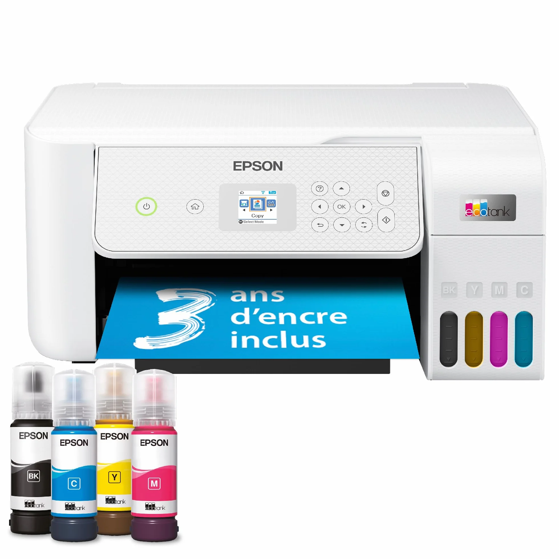 Epson EcoTank ET-2876 Imprimante A4 Wi-Fi Réservoir d'encre Copie Numérisation Écran LCD 3,7cm