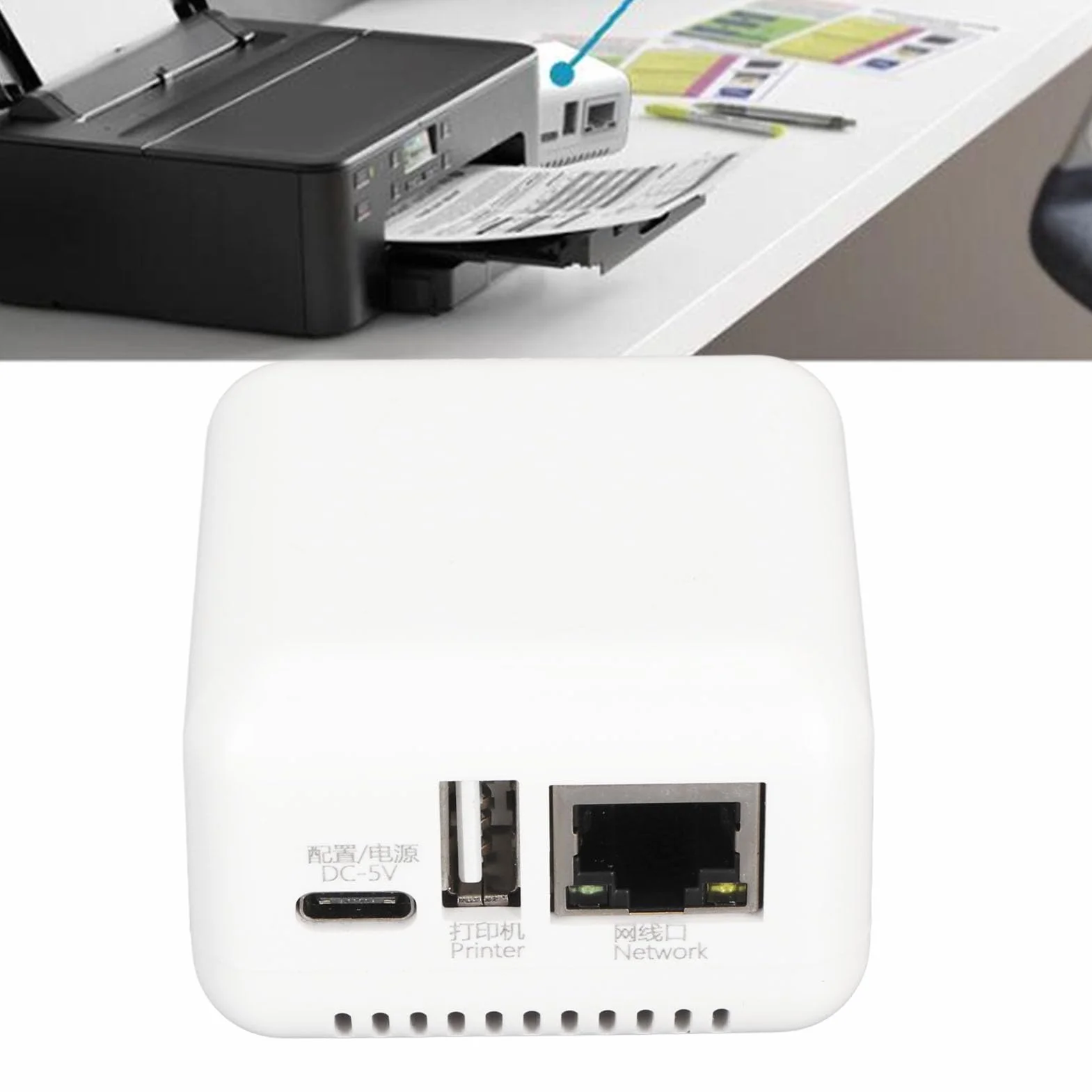 Serveur d'impression Réseau USB 2.0 LAN 5 V Adaptateur pour XP Prise UE