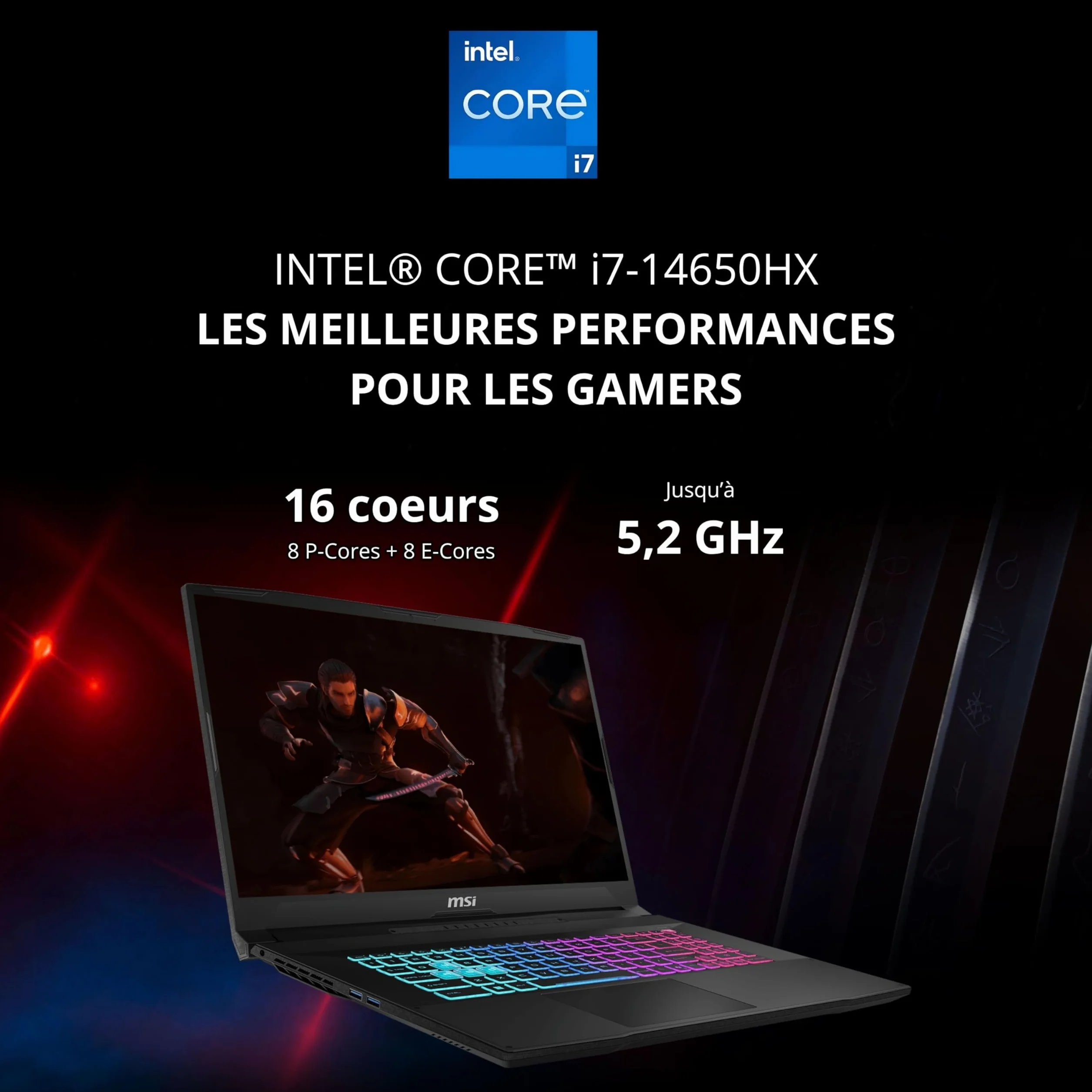 MSI Katana 17 HX B14WGK-084FR Dragon Station Intel Core i7 14650HX 32GB DDR5 SSD 1TB NVMe PCIe Nvidia RTX5070 8GB GDDR7 17.3" Full HD 144Hz Windows 11 Famille