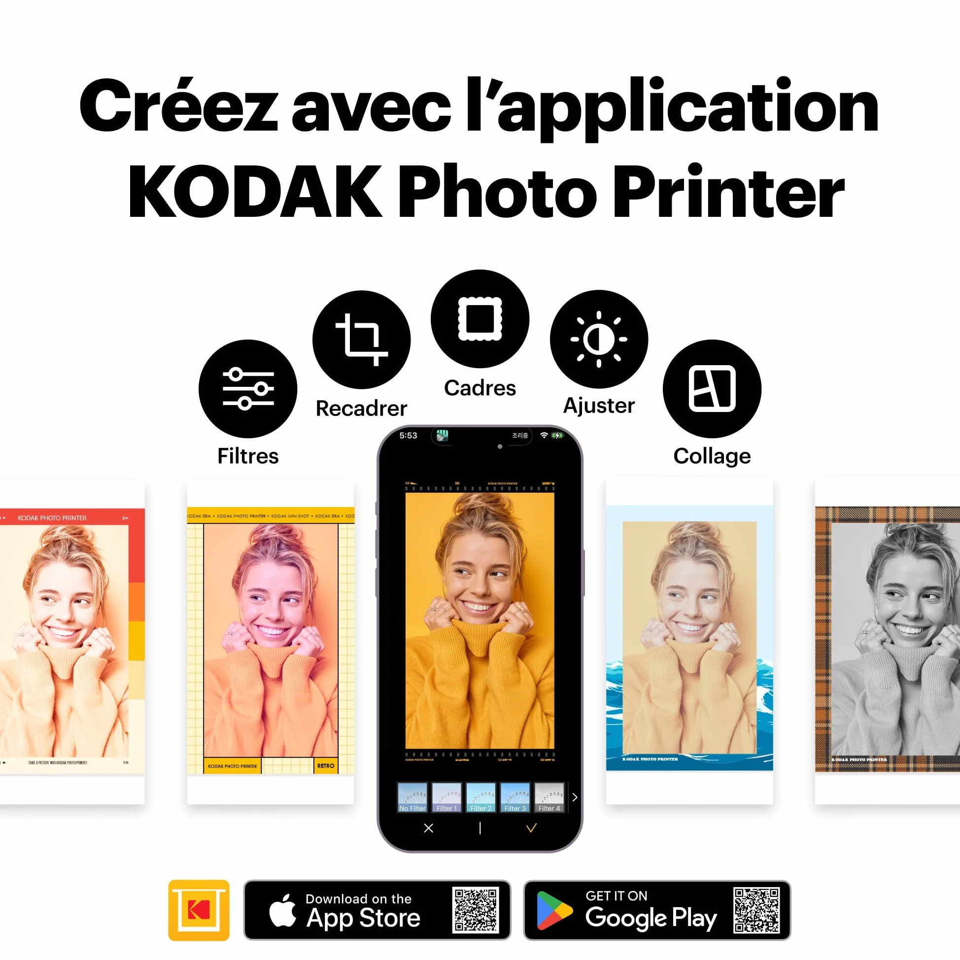 Kodak Dock Plus 4Pass Imprimante Photo 10x15cm + 50 Papier Photo