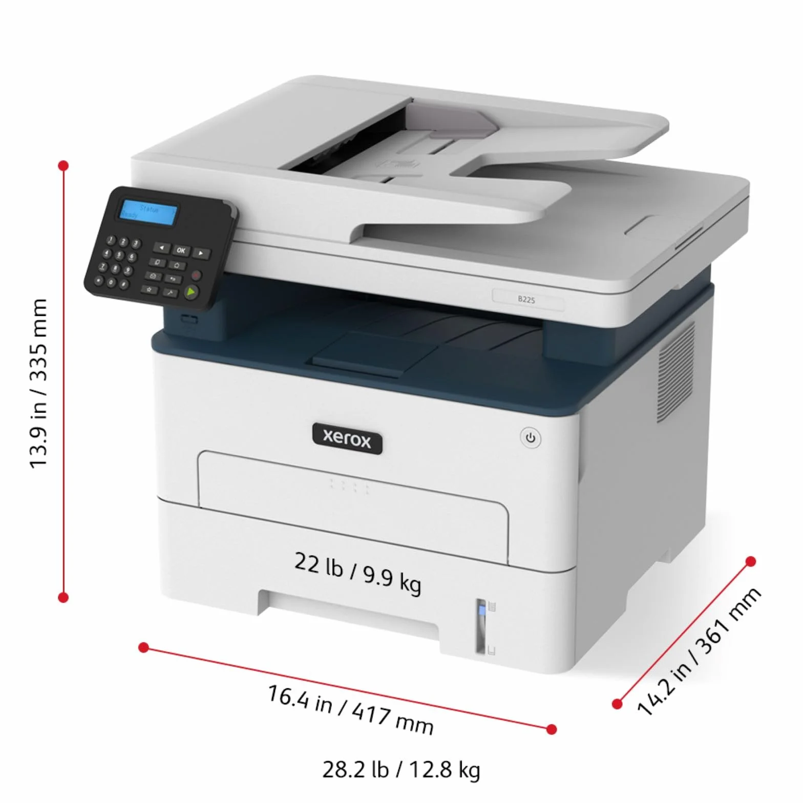 Xerox B225dni Imprimante Multifonction Laser A4 Noir et Blanc sans Fil Recto-Verso Copier Imprimer Scanner