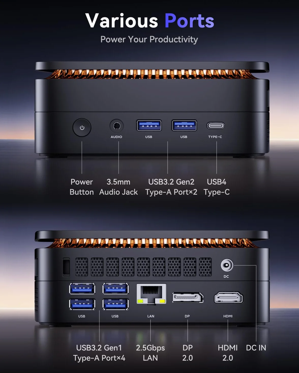 NiPoGi Gust G1 Mini Gaming PC AMD Ryzen 9 8945HS 32Go DDR5 1To M.2 NVMe SSD Ordinateur de Bureau WiFi6E BT5.2 4K Triple Display