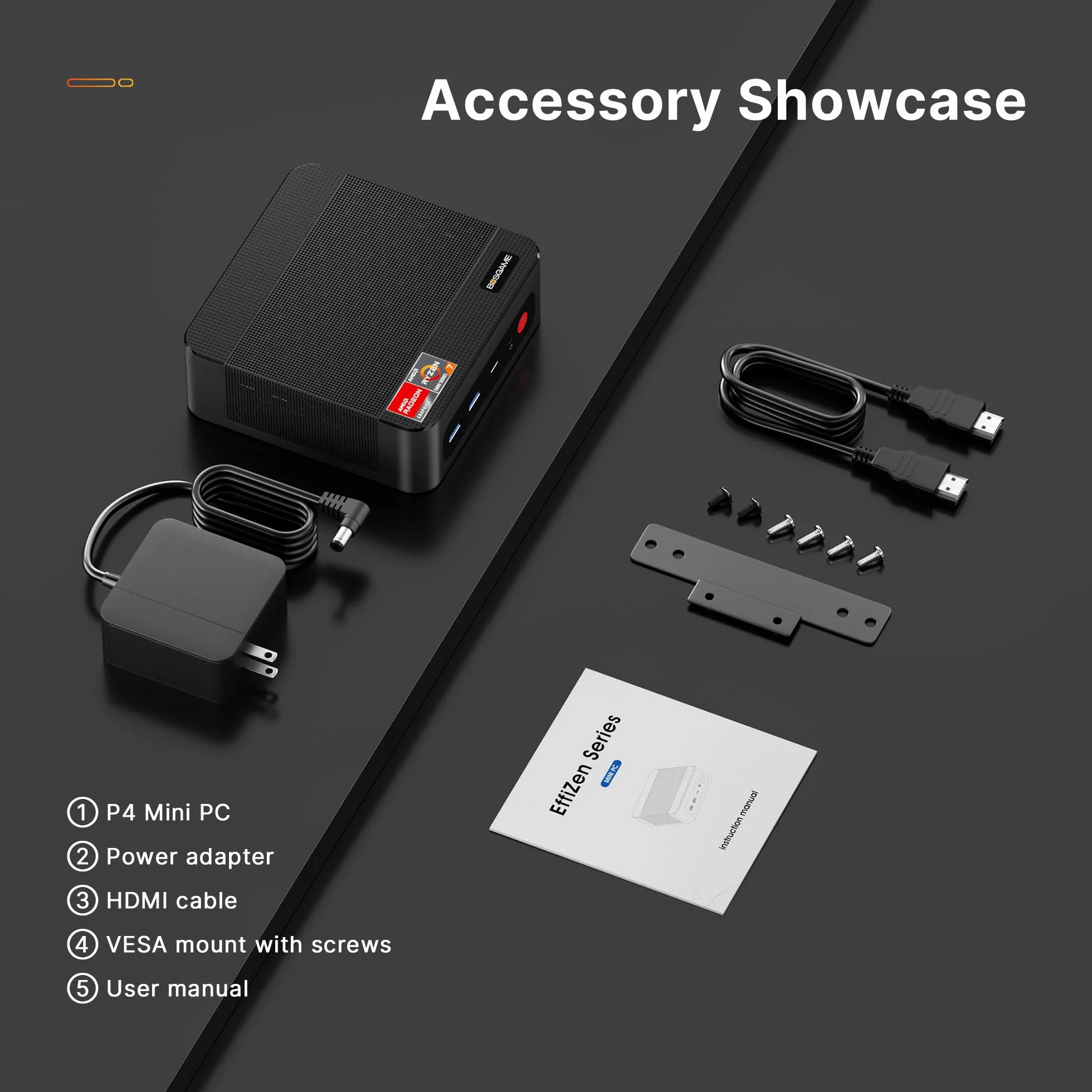 BOSGAME P4 Plus Dual 2.5G LAN Mini PC de jeu, AMD Ryzen 7 5825U, Windows 11 Pro, 16 Go DDR4, 512 Go SSD PCIe 3.0