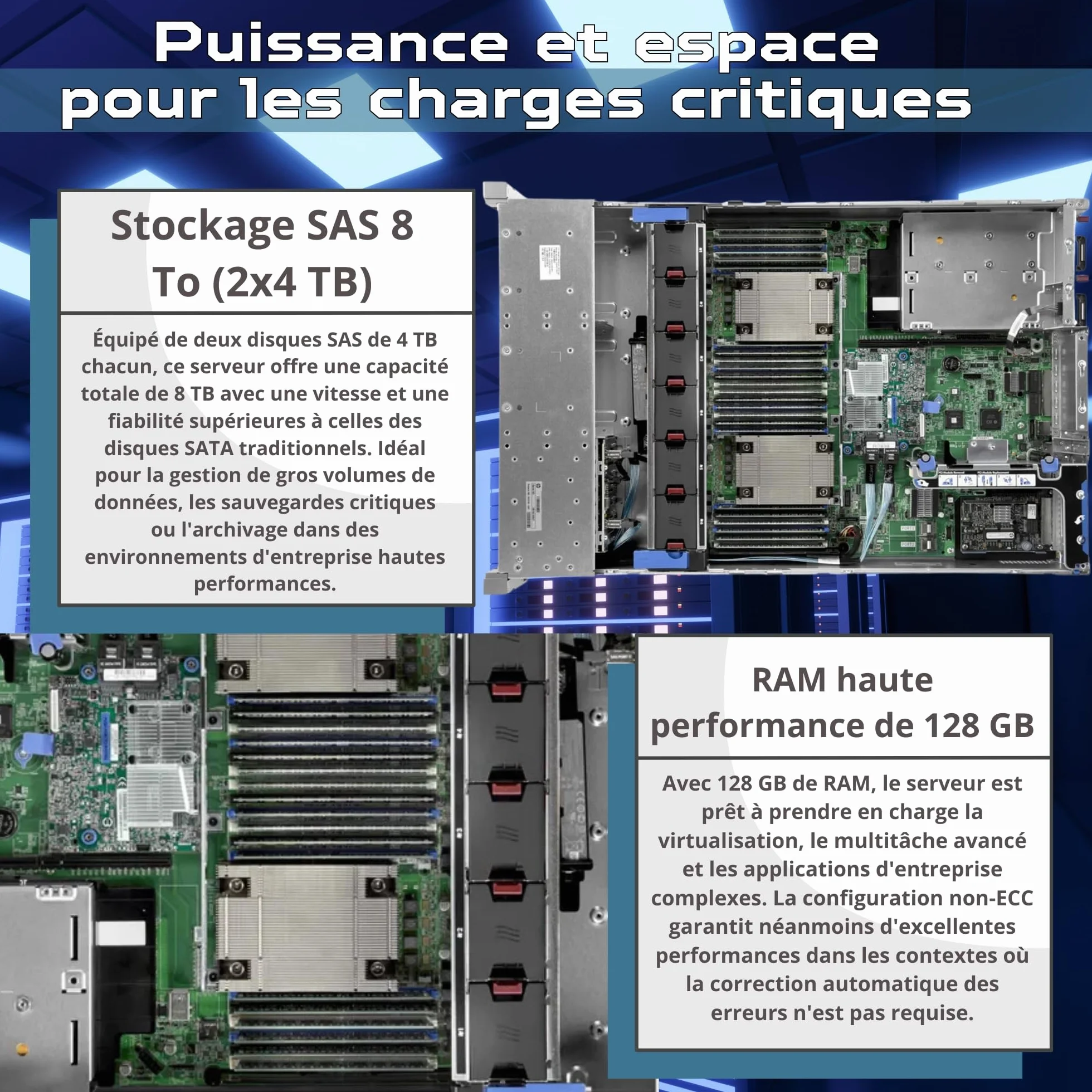 HP ProLiant DL380 Gen9 Serveur 2x Xeon 2690 V3 128 Go RAM 2x SAS 3.5" 4 To iLO H8404 Reconditionné