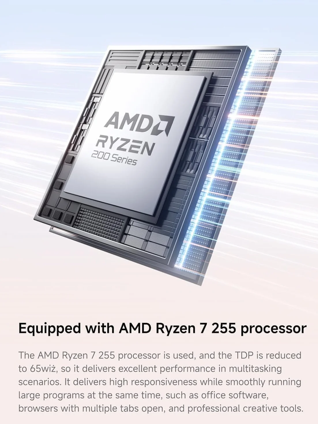 MINIS FORUM AI X1-255 Mini PC, Ryzen 7 255, 16 Go DDR5, SSD 512 Go, USB4, HDMI/DP 4K, LAN 2,5G, Wi-Fi 7, Bluetooth 5.4, OCuLink