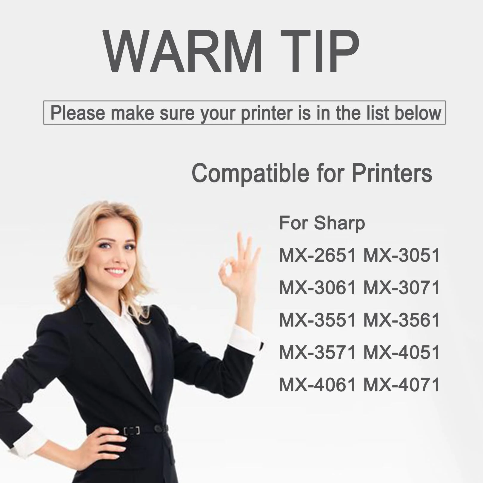 MX601HB Cartouche Toner Compatible Sharp MX-2651 MX-3051 MX-3061 MX-3071 MX-3551 MX-3561 MX-3571 MX-4051 MX-4061 MX-4071 Noir 1 Pièce