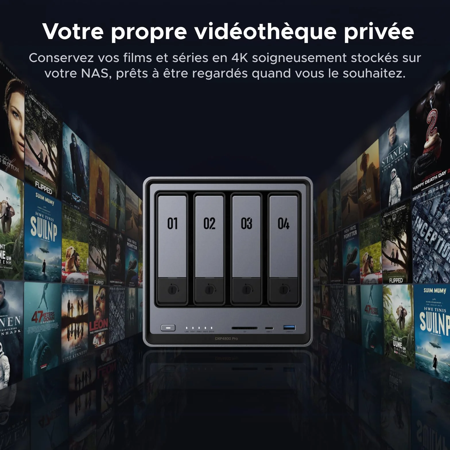UGREEN NASync DXP4800 Pro NAS de Bureau 4 Baies, Processeur Intel i3-1315U, 8 Go RAM DDR5, SSD 128 Go, 10 GbE