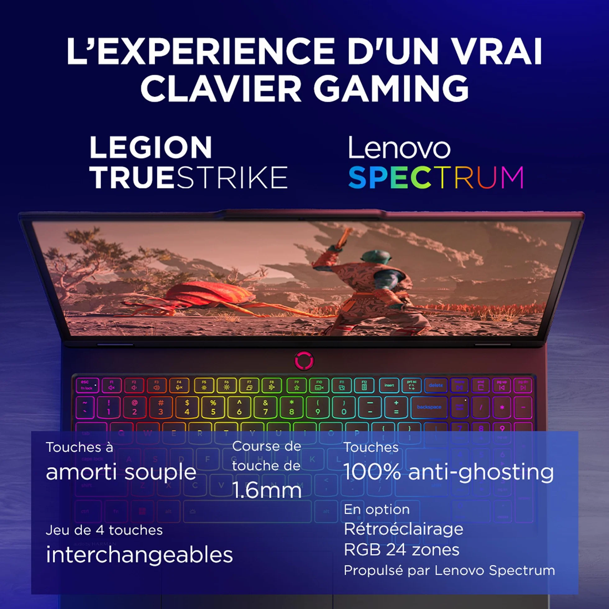 Lenovo Legion 5 15IRX10 Ordinateur Portable Gaming 15.1" OLED WQXGA 165Hz Intel Core i7-13650HX RAM 32Go SSD 1To NVIDIA RTX 5070 8GB Windows 11 Clavier AZERTY Français