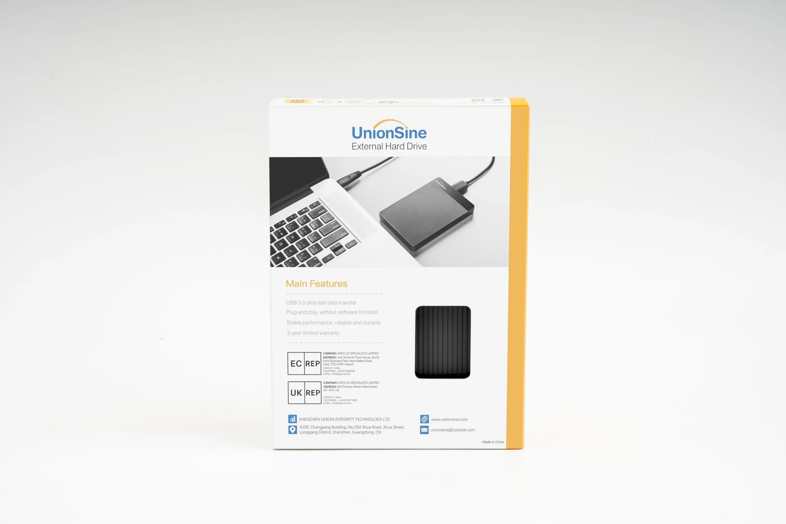 UnionSine Disque Dur Externe Portable 500Go 2.5" USB 3.0 SATA HDD Noir
