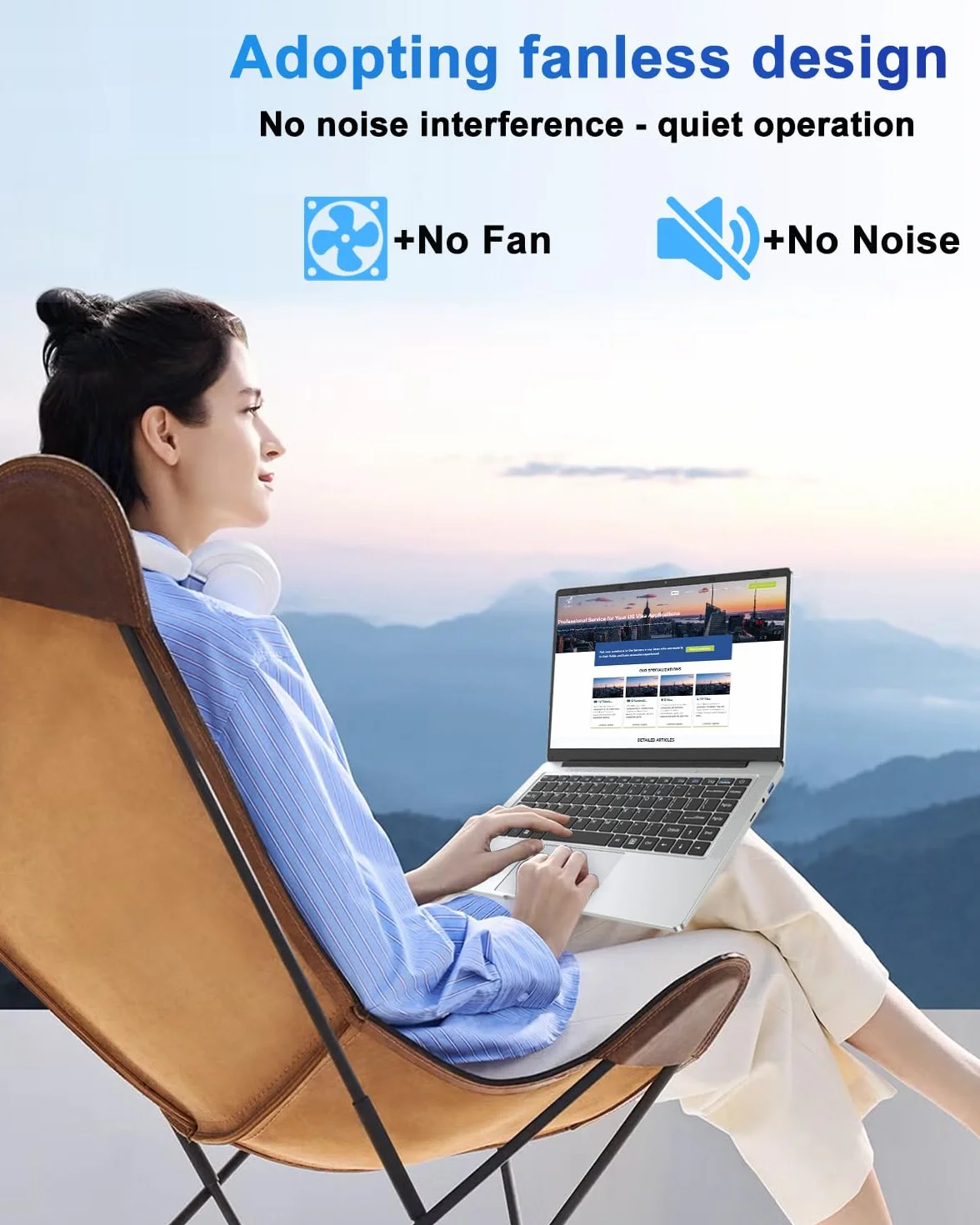 Ordinateur Portable 14 pouces 6 Go DDR4 128 Go SSD WiFi 5G Mini-HDMI Sans Ventilateur