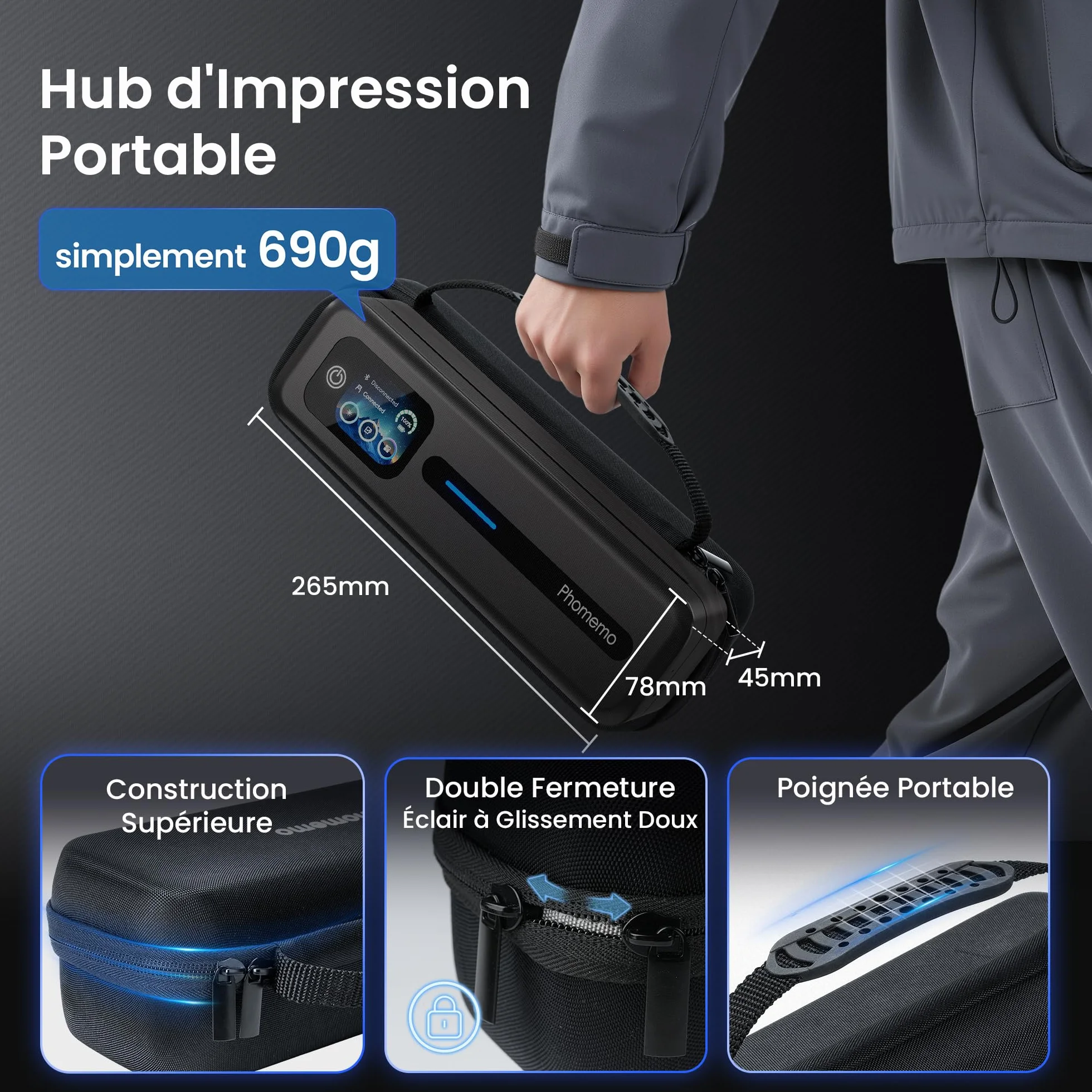 Phomemo M832D Imprimante Thermique A4 avec Écran Tactile Portable sans Encre