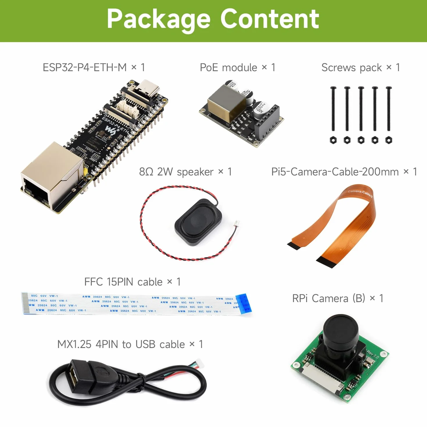 Waveshare ESP32-P4-ETH Development Board with PoE Module, Camera and Speaker
