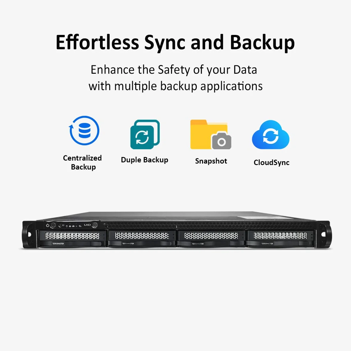 TERRAMASTER U4-423 2.5GbE NAS Rackmount 1U 4-Bay High Performance pour SMB avec N5105/5095 Quad-Core CPU, 4GB DDR4 Memory, 2.5GbE Port x 2, Network Storage Server (sans Disque)