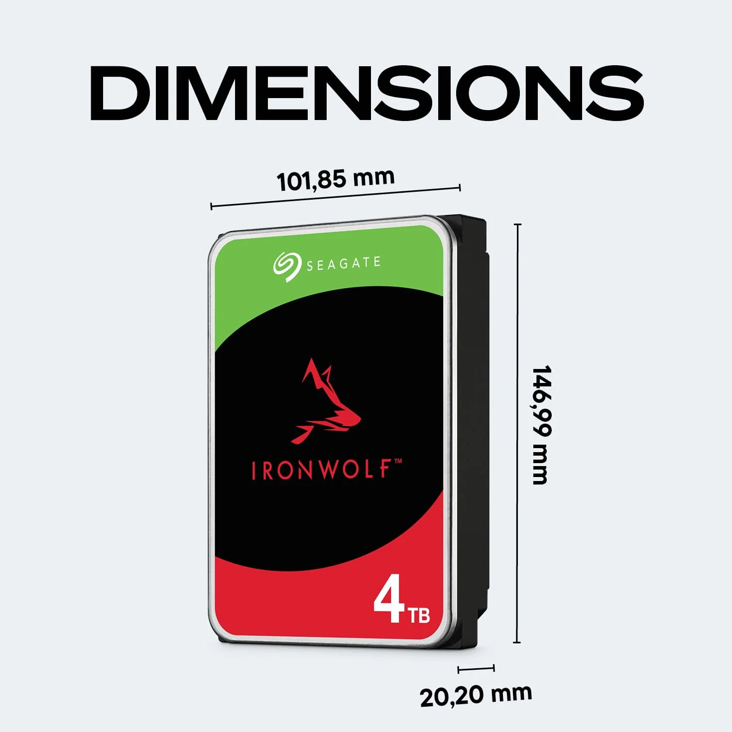 Seagate IronWolf 4To Disque dur interne NAS HDD 3.5 Pouces SATA 6Goit/s 5400 tr/min 64 Mo Cache pour RAID