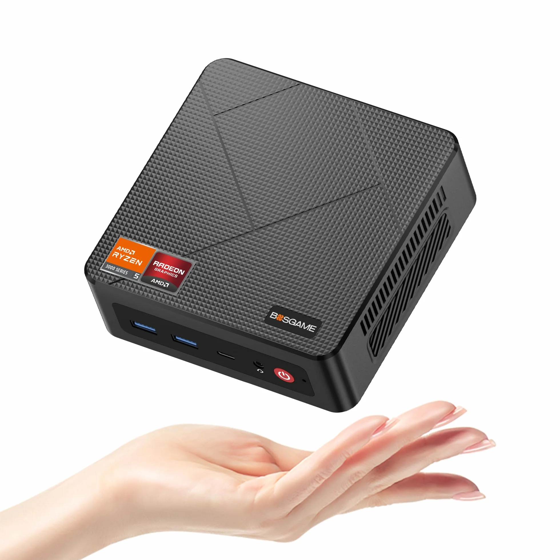 BOSGAME Mini PC E4, Windows 11 Pro, Ryzen 5 3550H, 16 Go DDR4, 512 Go SSD, Triple Affichage 4K, Double Ethernet