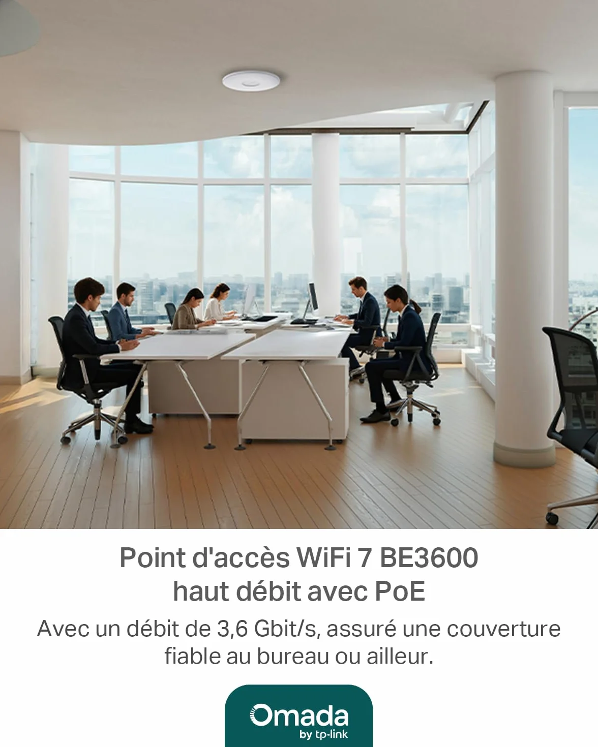 TP-Link Omada EAP720 Point d'accès WiFi 7 BE3600 planfonier, Double Bande 4 Flux, 1 Port 2.5 Gigabit PoE+