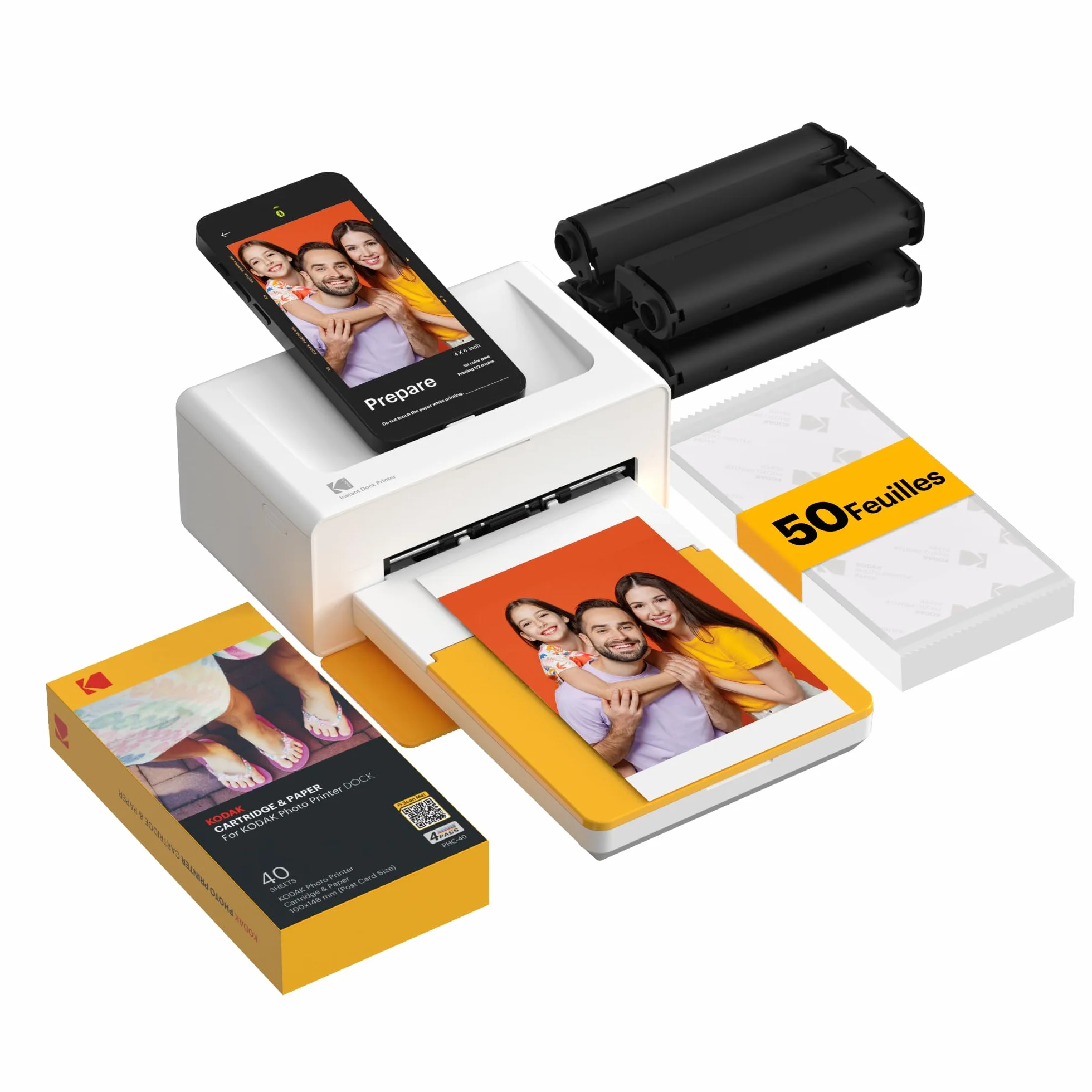 Kodak Dock Plus 4Pass Imprimante Photo 10x15cm + 50 Papier Photo