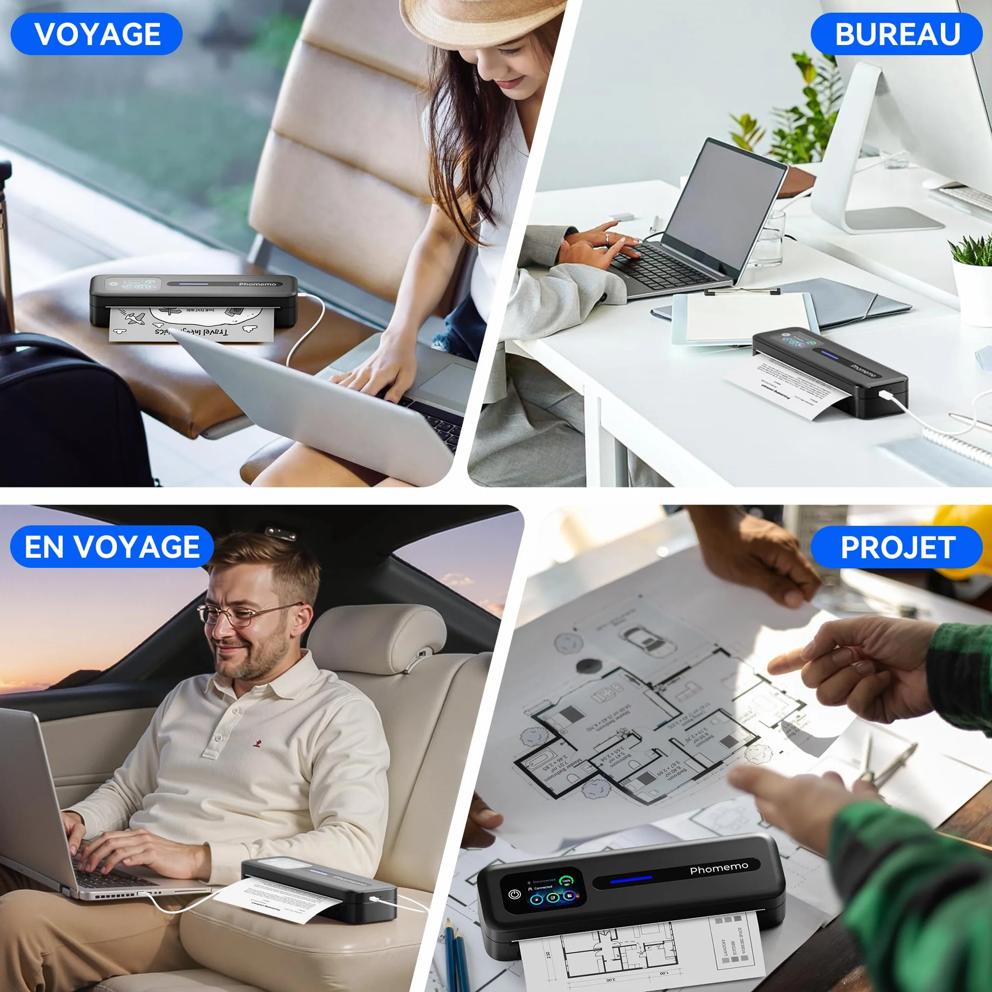 Phomemo M832D Imprimante Thermique A4 avec Écran Tactile Portable sans Encre