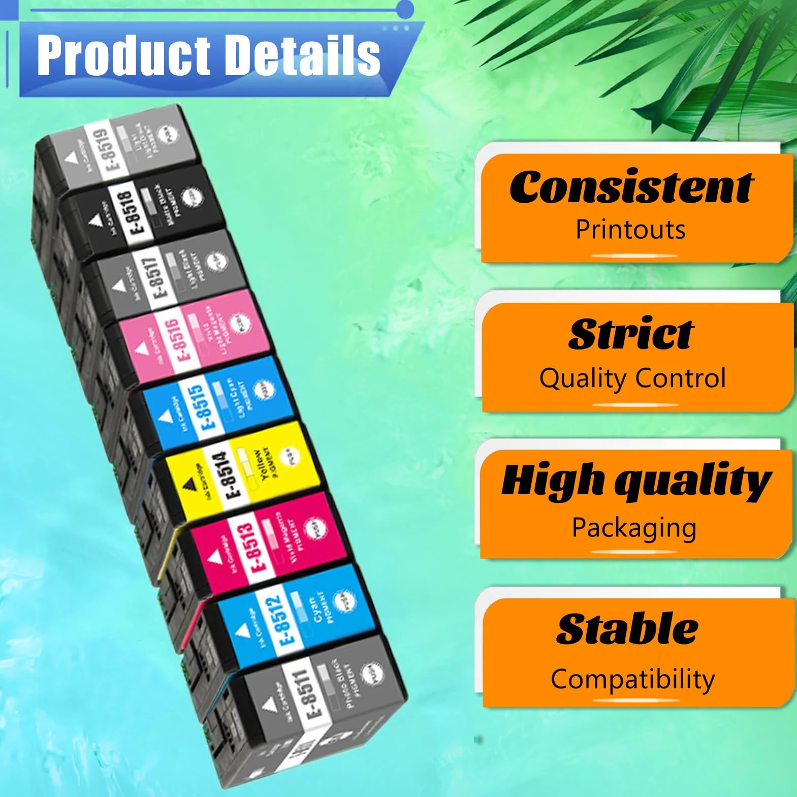 Cartouches d'encre EPSON T8501 T8502 T8503 T8504 T8505 T8506 T8507 T8508 T8509 Compatibles pour Imprimante P800 9 Pack