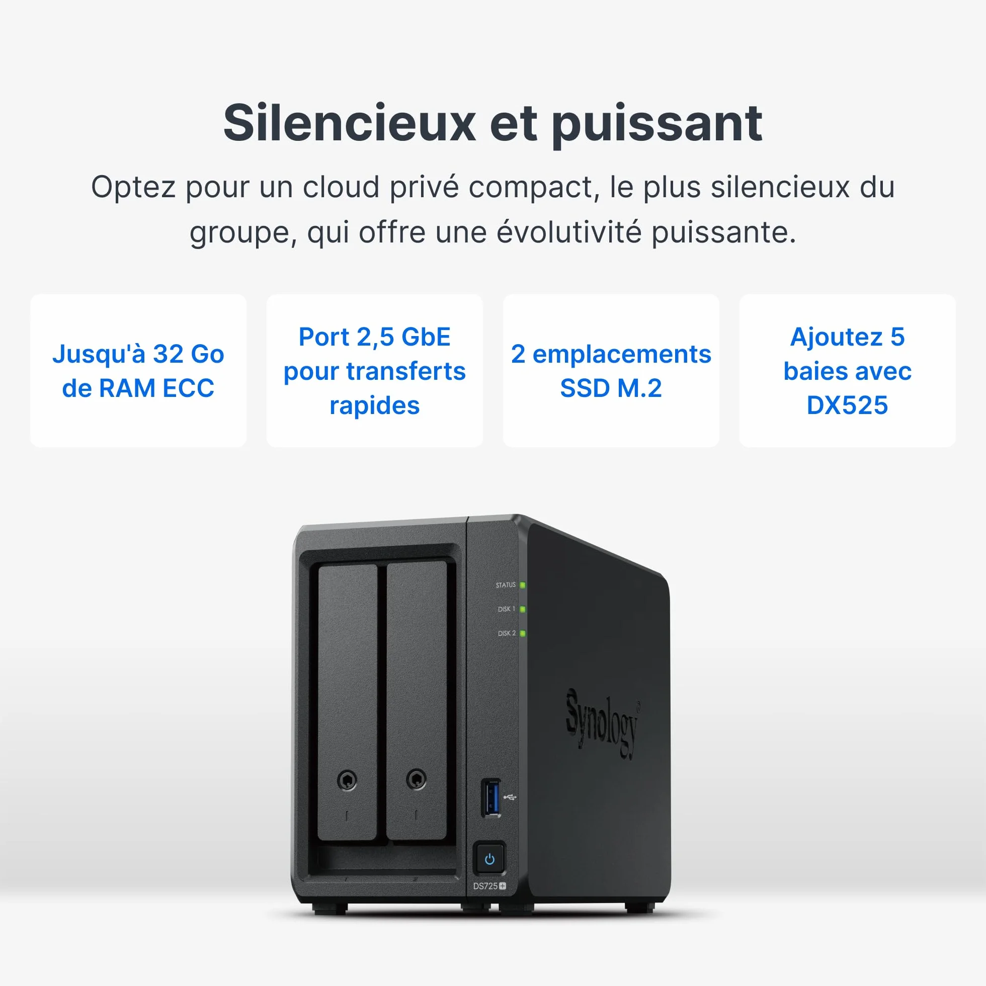 NAS de Bureau DS1525+ 5 Baies Extensible 15 Baies
