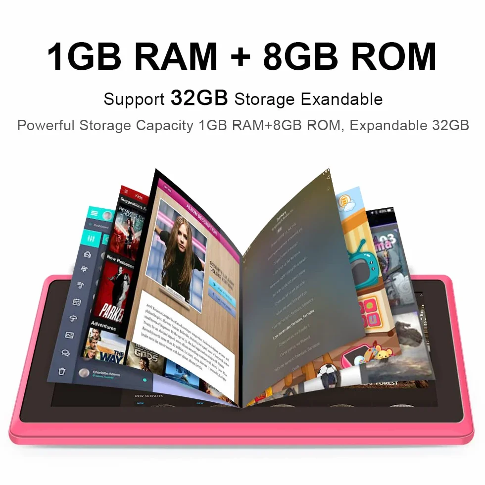 Tablette 7 Pouces Android 5.0 Quad Core 1Go RAM 8Go ROM Double Caméras WiFi Bluetooth Bleu Ciel