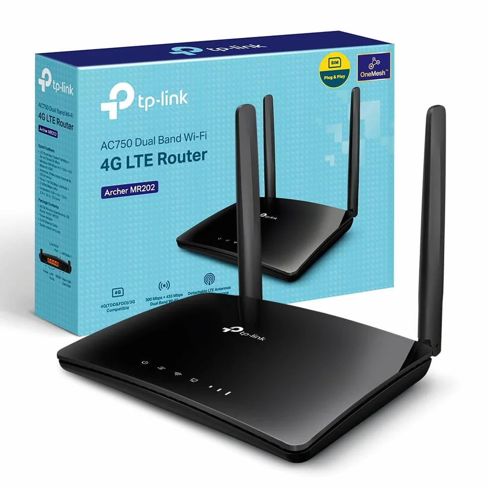 TP-Link Archer MR200 Routeur 4G LTE 150Mbps WiFi AC 750Mbps 2 SMA Externe 4 Ports Ethernet Antennes Amovibles Modem Carte SIM