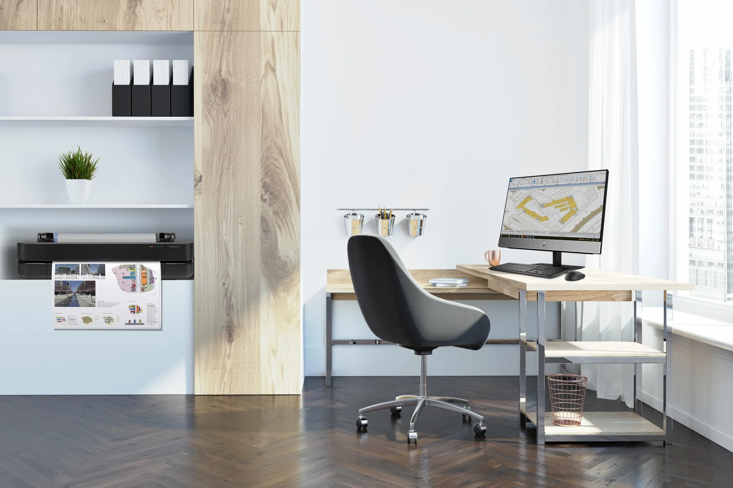 HP DesignJet T250 24 61cm Imprimante Grand Format Traceur A4-A1 76 Impressions A1/h Wi-Fi Ethernet USB 2400x1200dpi Noir