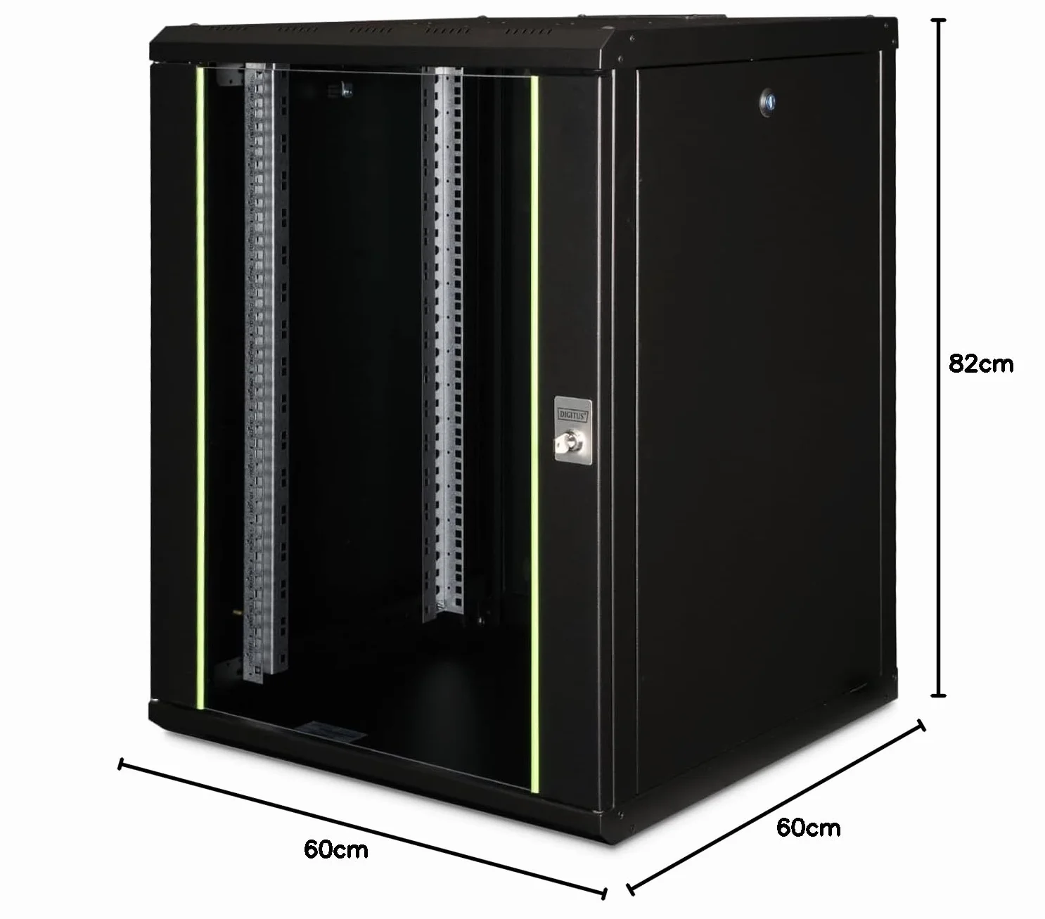 DIGITUS Armoire réseau rack 19 pouces 16U mural 600 mm 100 kg Unique noir
