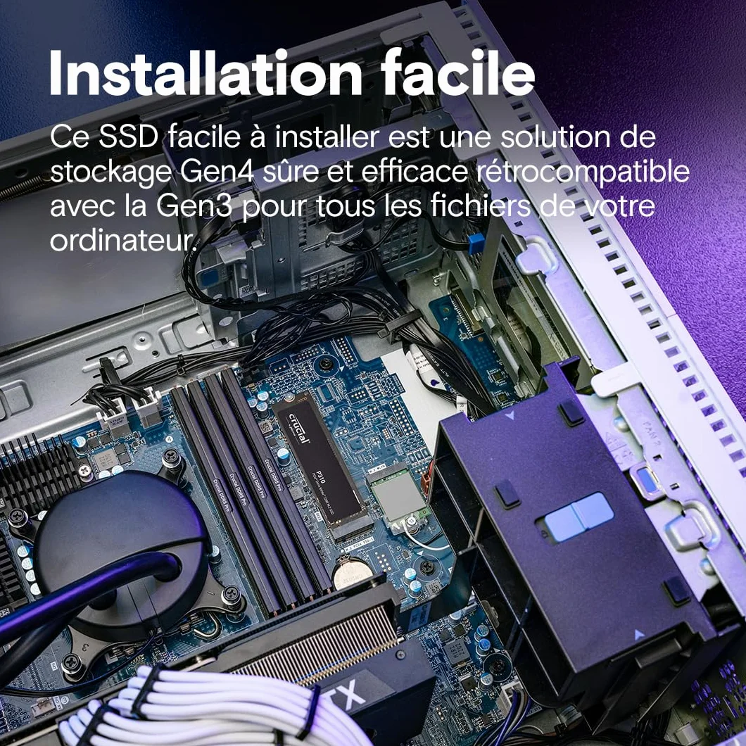 Crucial P310 SSD 1To PCIe Gen4 NVMe M.2 2280 Jusqu’à 7100 Mo/s Disque Dur Interne