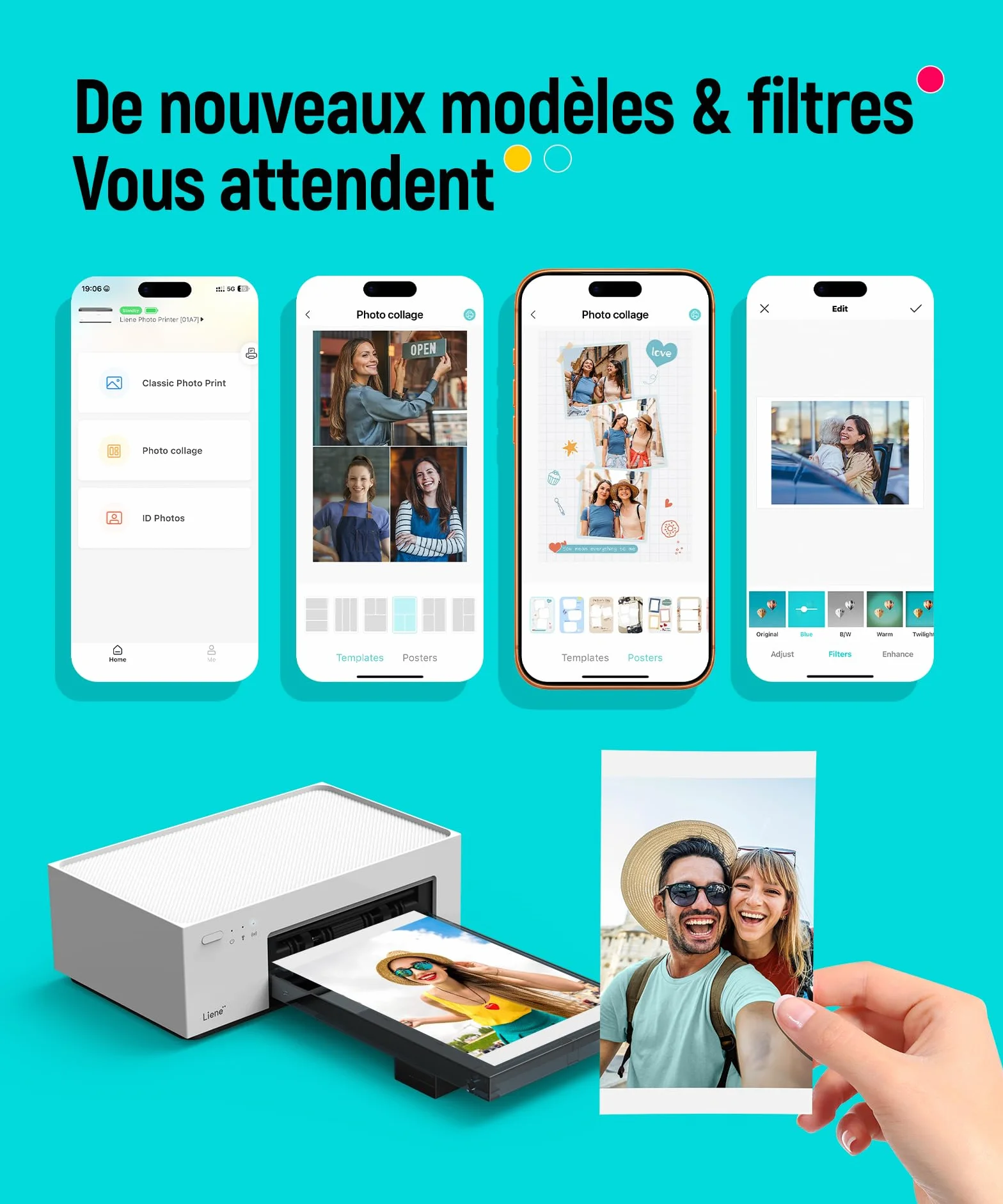 Liene Amber M100 Imprimante Photo 10x15cm 100 Feuilles iOS Android PC 300DPI Sublimation Thermique