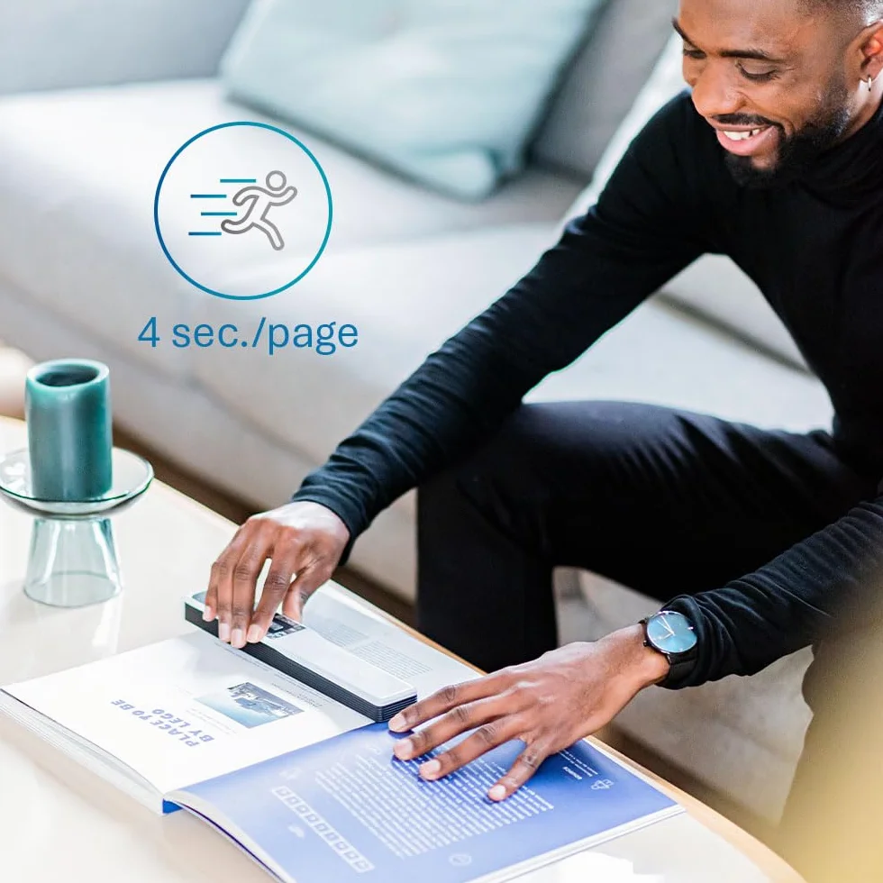 IRIScan Book 7 Scanner Portable sans Fil A4 Blanc, Scan Livres Documents PDF Word XLS, Carte SD, Windows Mac
