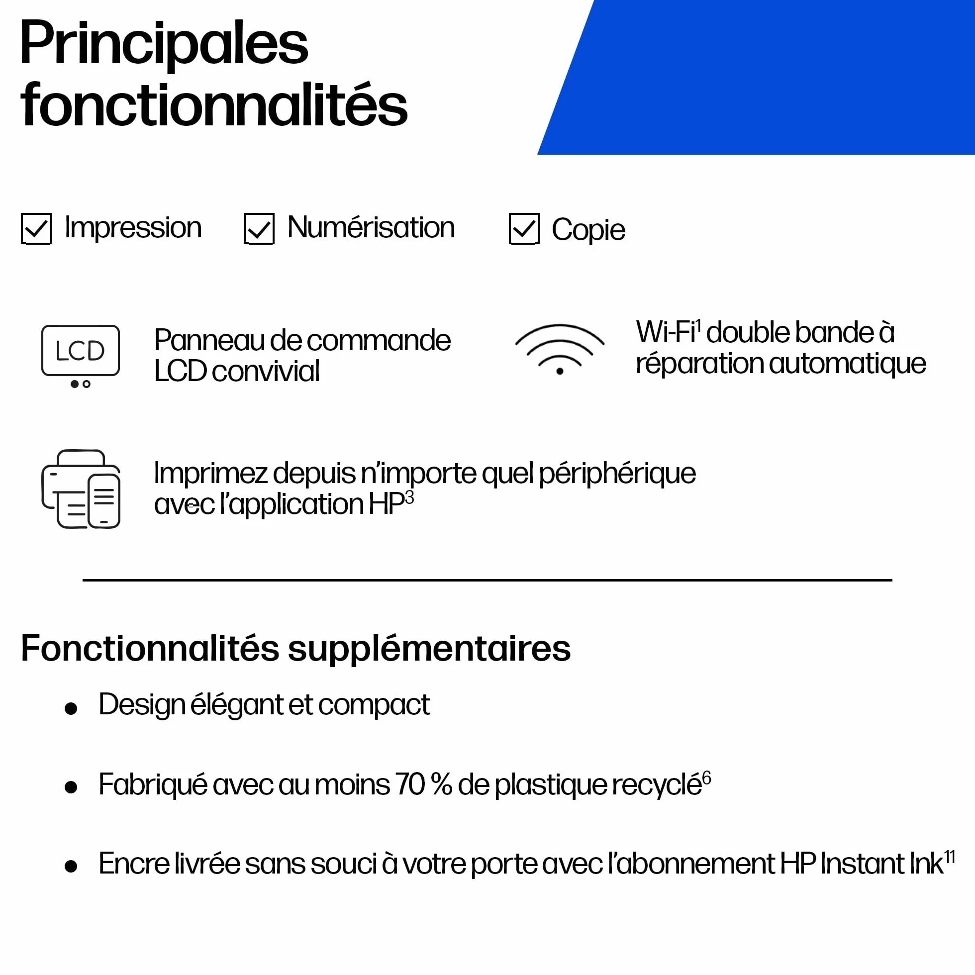 HP DeskJet 2920 Imprimante Multifonction Jet d’Encre A4 Couleur Recto/Verso Manuel 7,5 ppm Wi-Fi Noire