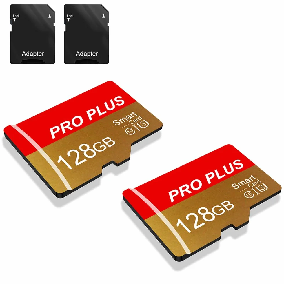Lot de 2 Carte Mémoire 128 Go TF Haute Vitesse UHS-I A1 C10 avec Adaptateur