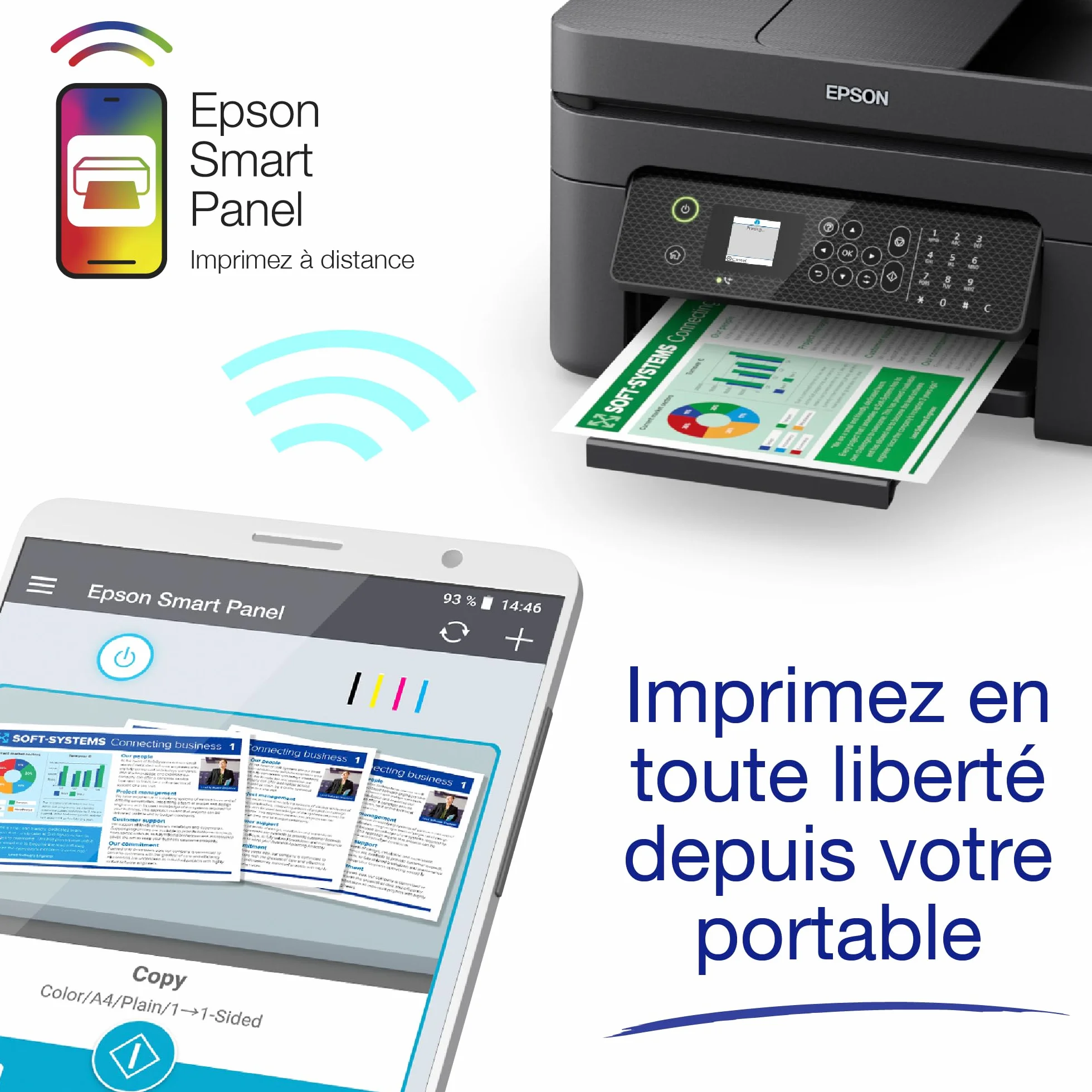 Epson Workforce WF-2930DWF Imprimante 4-en-1 WiFi ADF Recto-Verso Mobile