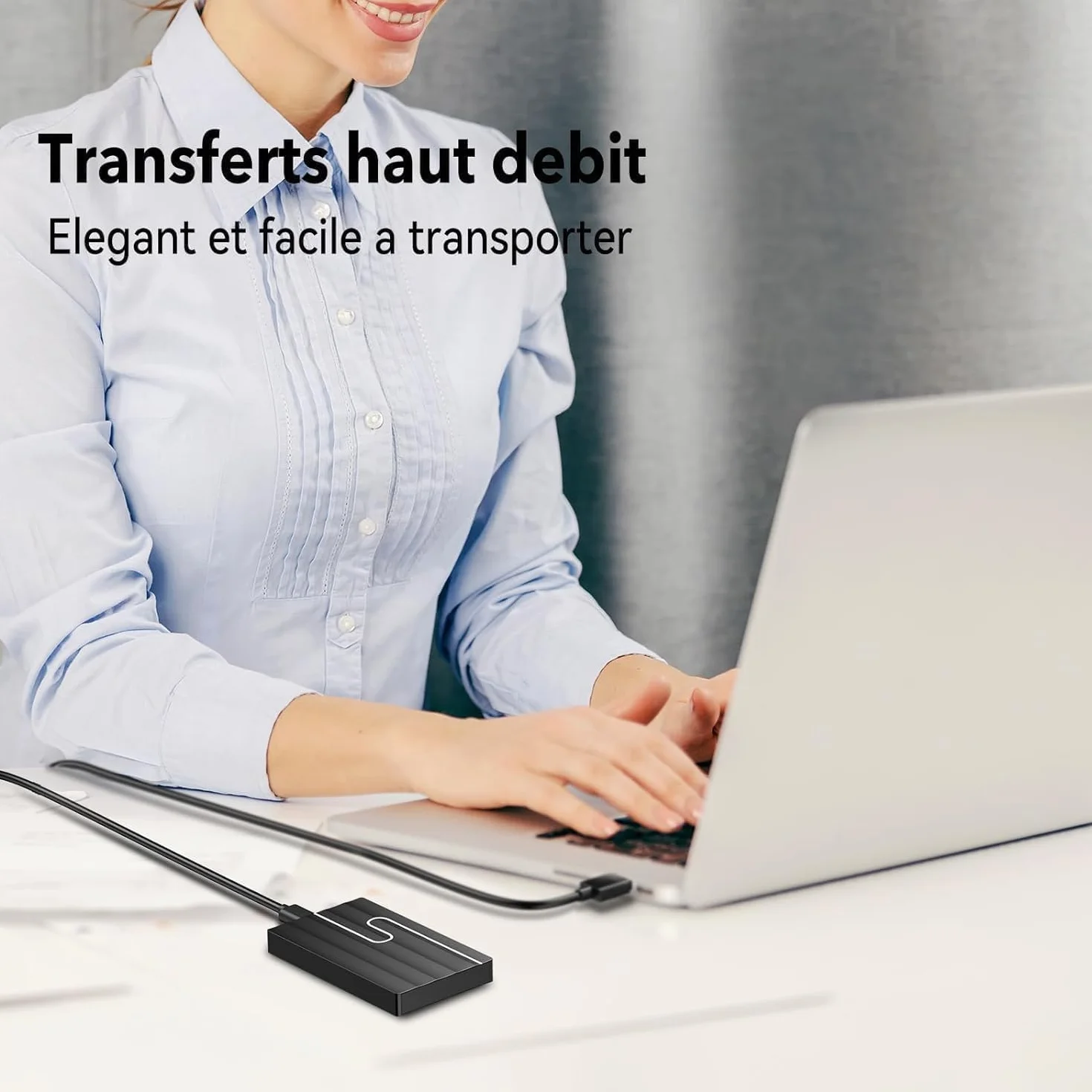 Gorilla Carts 2To Disque Dur Externe Ultra-Mince 2,5" Stockage PC Mac TV Ordinateur Portable Bureau Noir